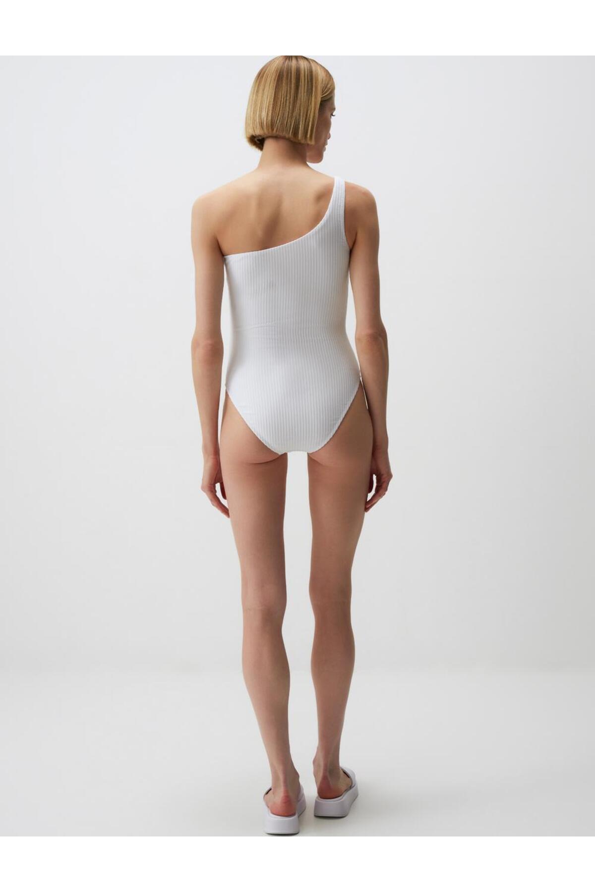 Jimmy Key-White One Shoulder Basic Swimsuit 6