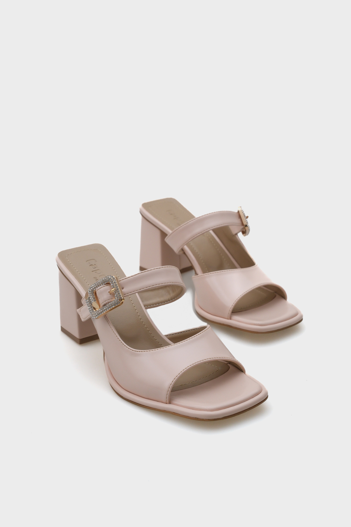Capone Outfitters-Monika Blunt Toe Medium Heeled Stone Buckle Women's Slippers 1