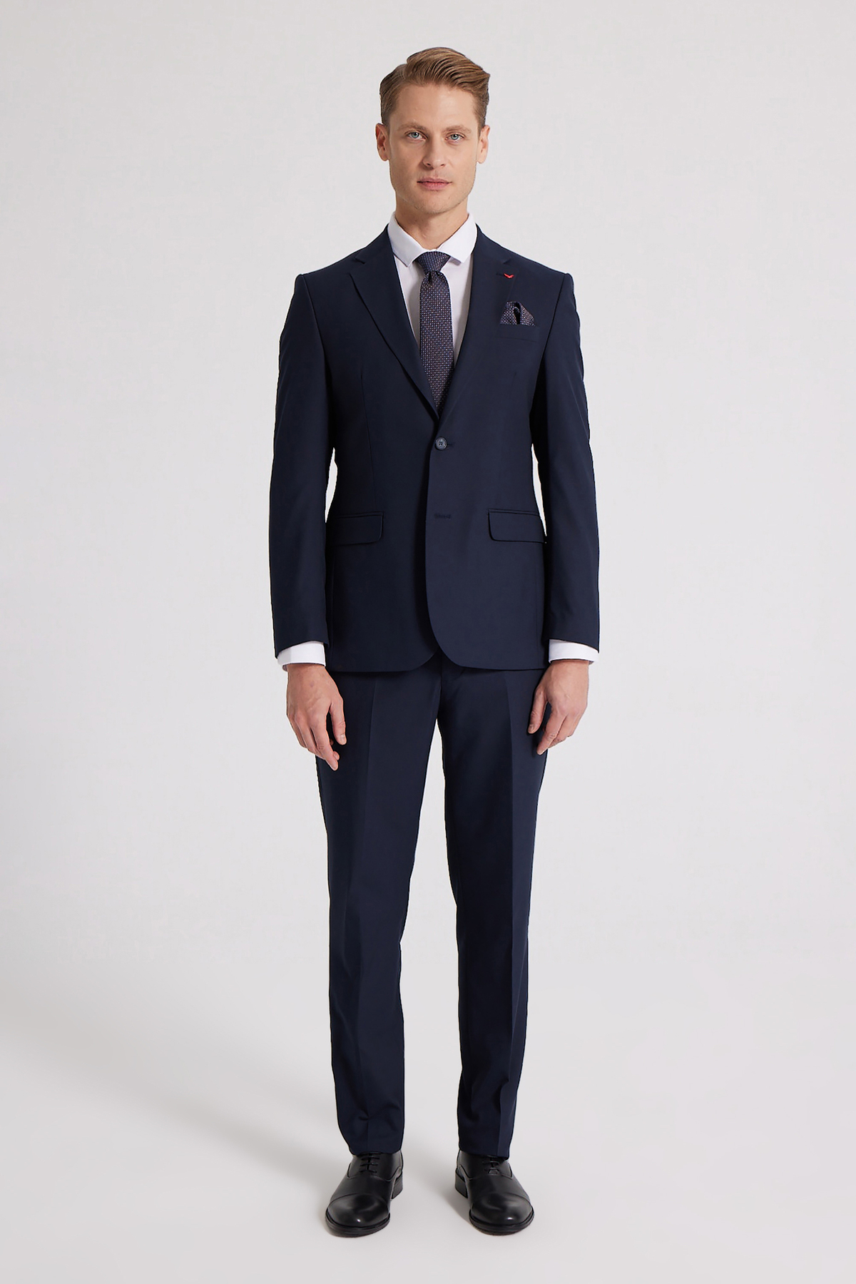 D'S Damat  Ds Damat Slim Fit Lacivert Düz Likralı Esnek Mono Yaka Çift Yırtmaçlı Astarlı Takim Elbise - Görsel 3