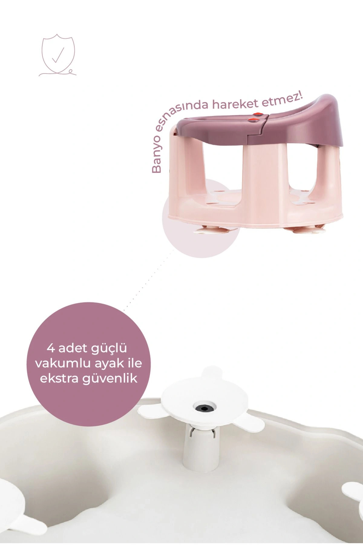 Babyjem Önden Açılır Banyo ve Mama Oturağı ve Hediye Minderli - 2 'Li Set Mürdüm fotoğrafı 5 (önizleme)