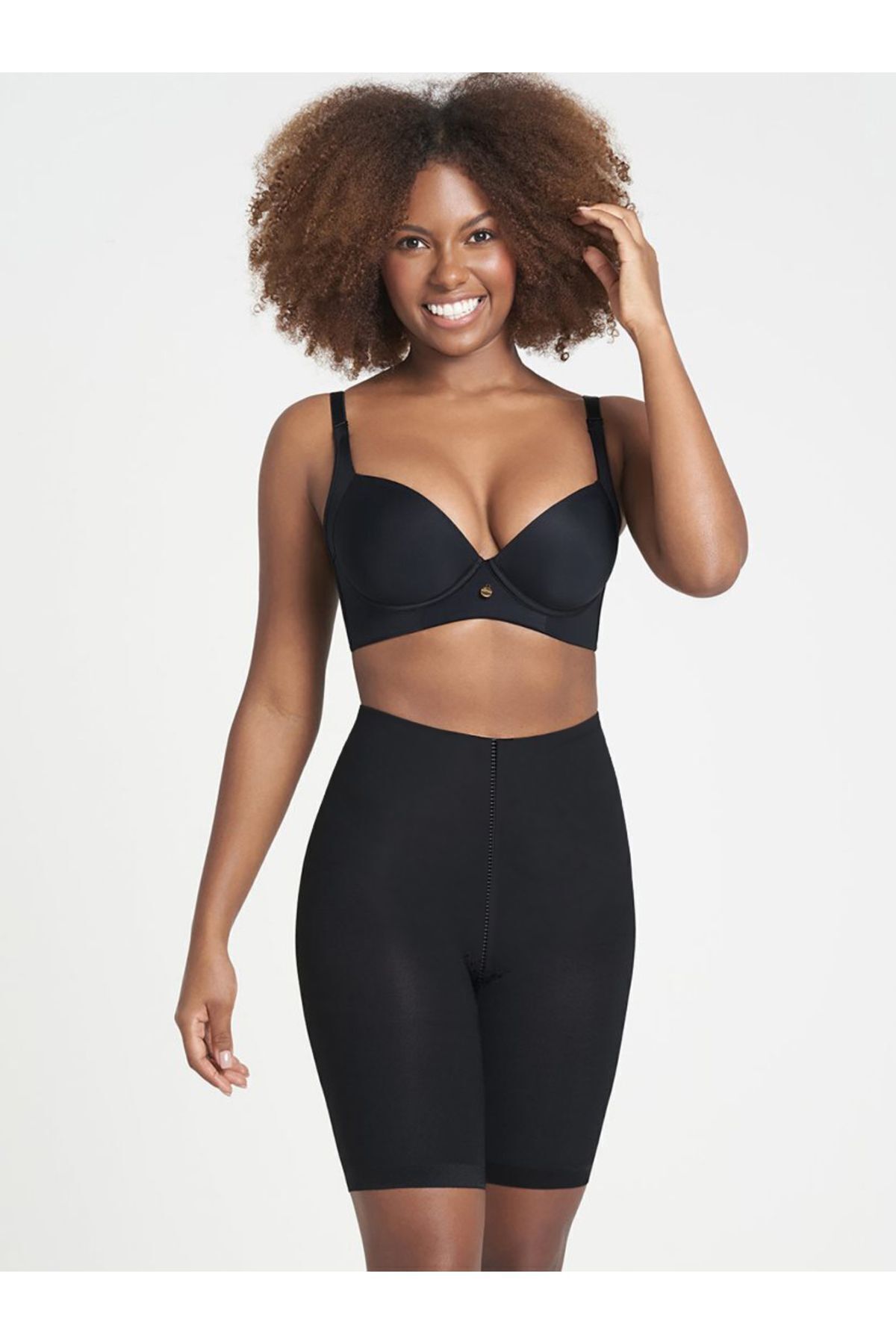 Porfy Model Kaydırmaz Silikon Şeritli Biker Tayt Paçalı Siyah Renk090