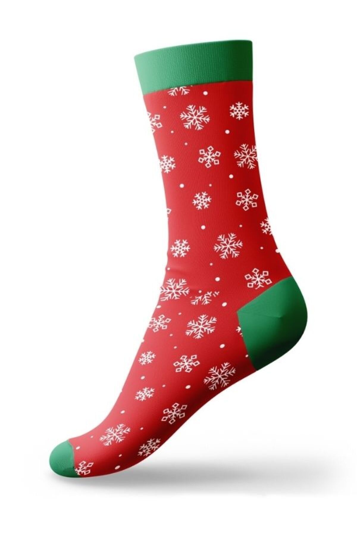 Socks Tunnel-New Year's Snowflake Patterned Red Colored Socks 5
