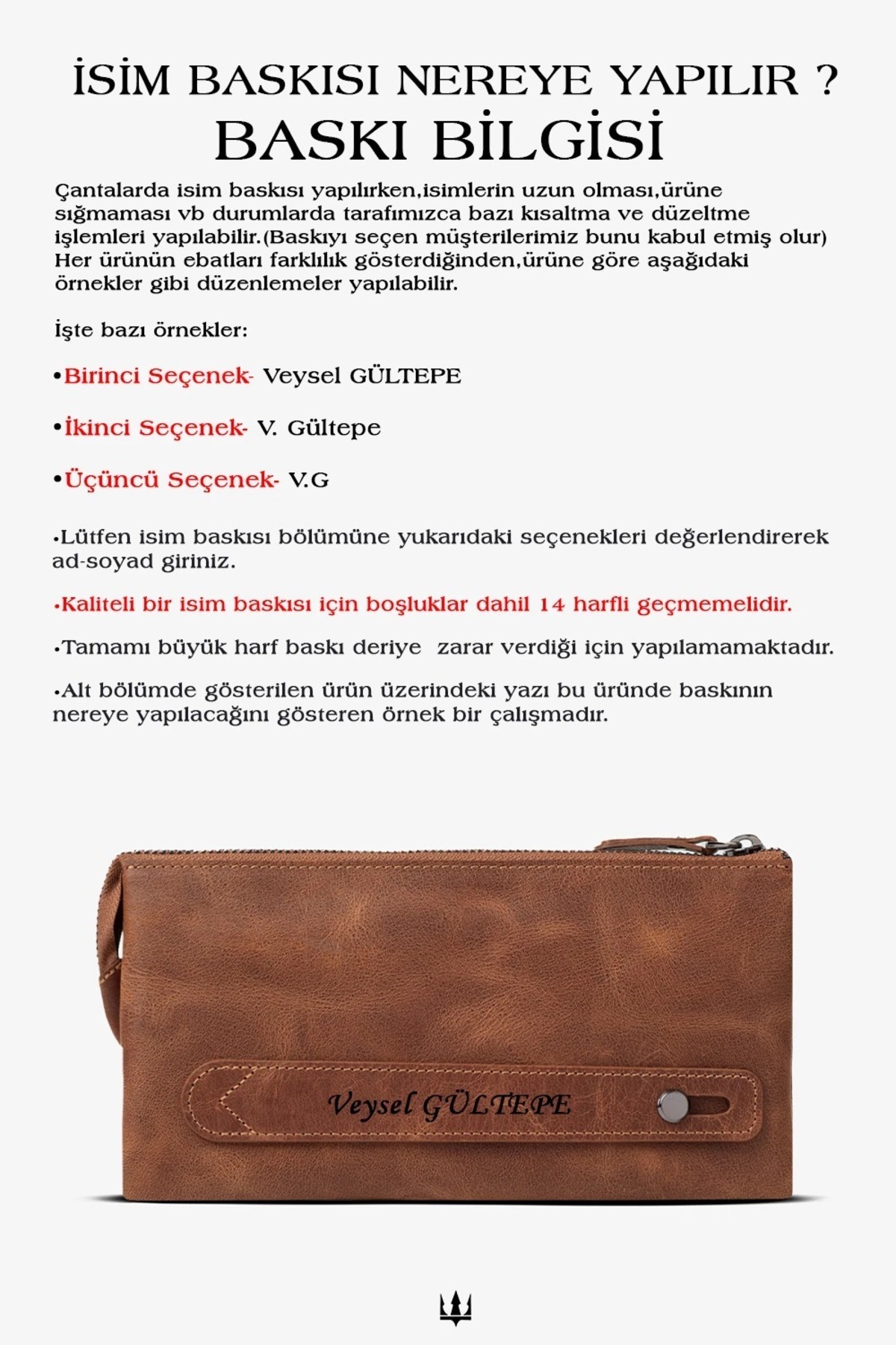 Getto Deri Granada Hakiki Deri El Çantası Kişiye Özel İsim Baskısı El Çantası görsel 7