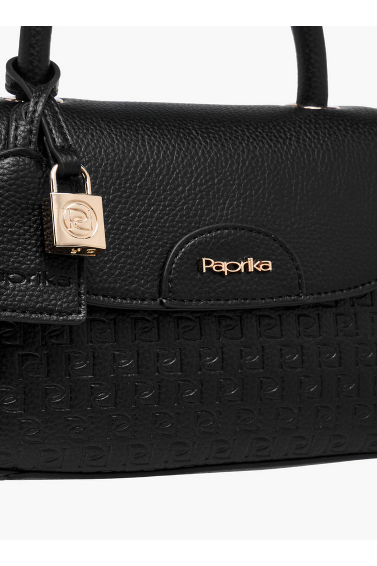 Paprika-Monogram Embossed Satchel Bag with Button Closure 5