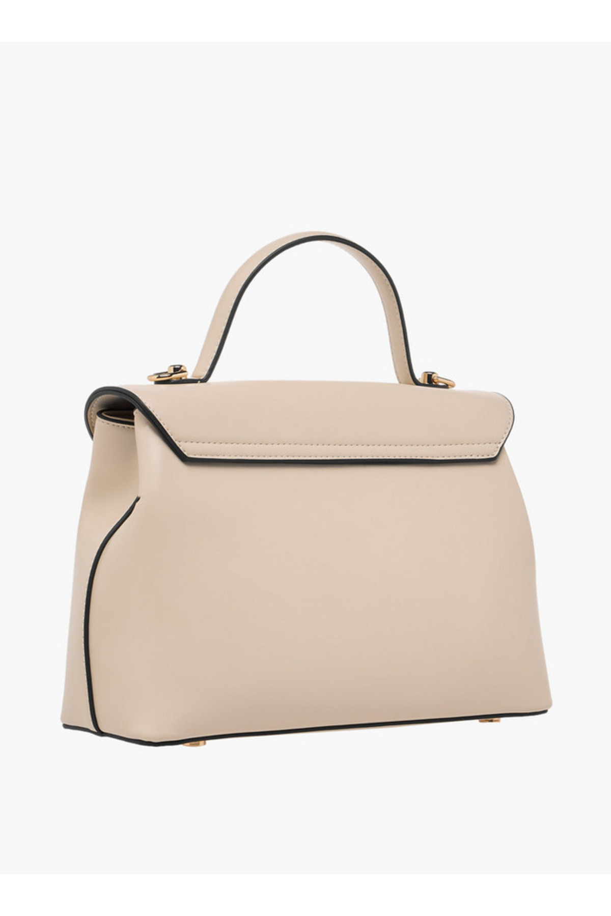 Paprika-Solid Satchel Bag with Button Closure 4