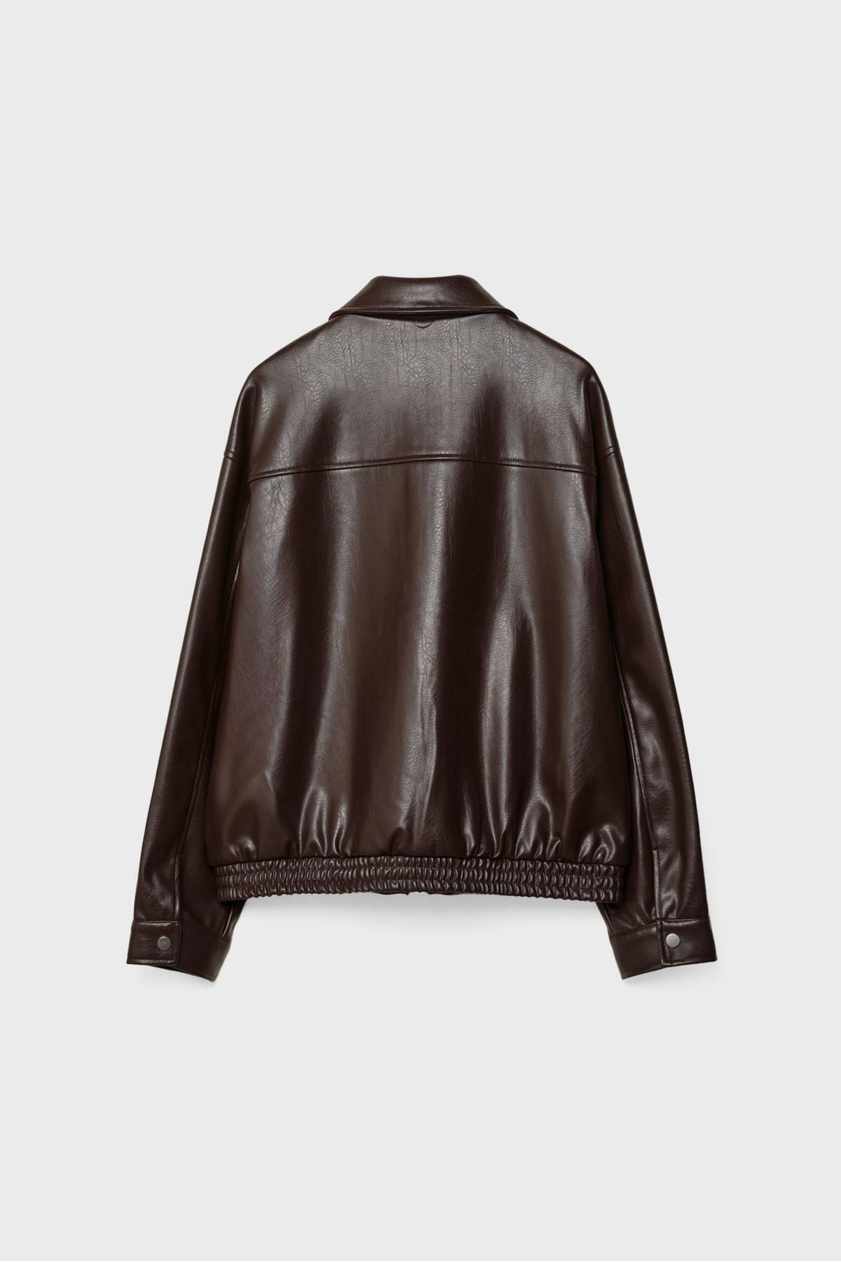 Stradivarius  Oversize Suni Deri Ceket - Görsel 7