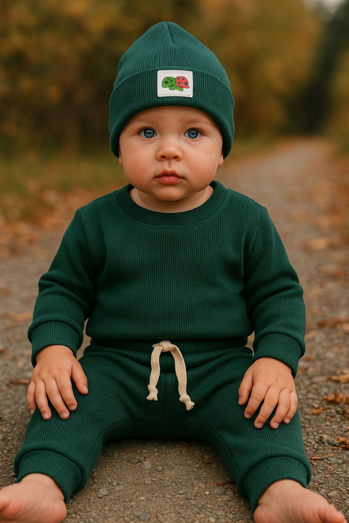 EFU BABY 3'lü Kaşkorse Bereli Pamuklu Unisex Bebek Çocuk Takım fotoğrafı 2 (önizleme)