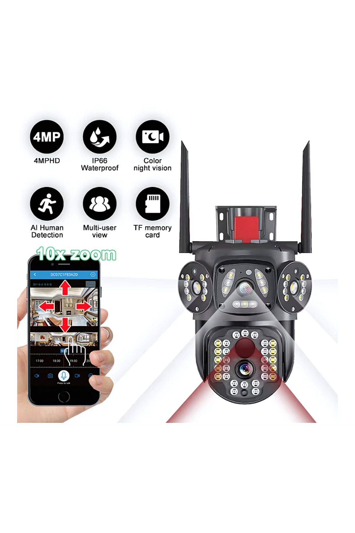 barste-Camera Supraveghere 3 in 1 M145 Tripla 4K 12MP Wireless IP66, rotire si urmarire 3