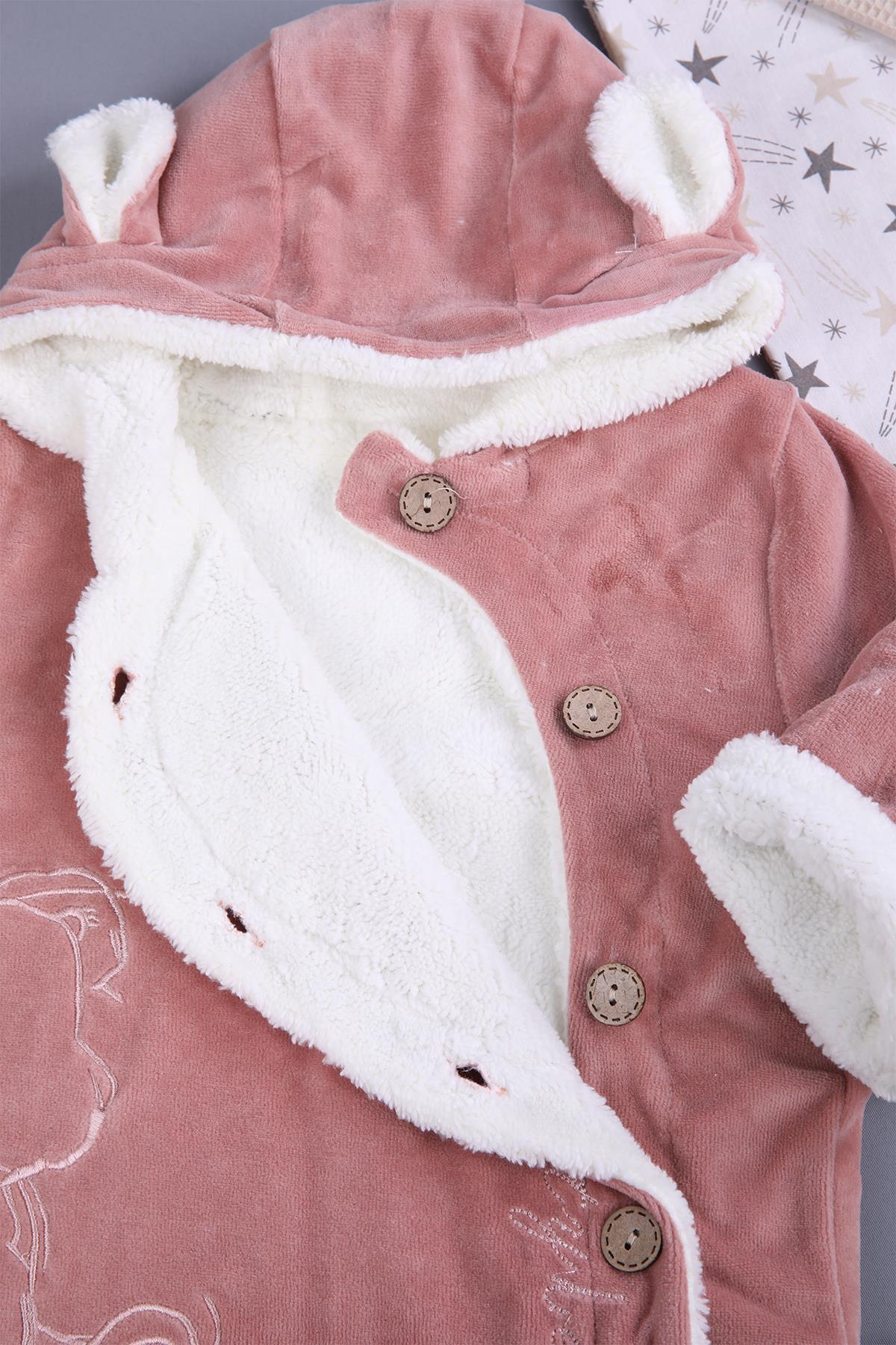 Babyhola Kadife Velsoft Astarlı Kışlık Unisex Bebek Çocuk Tulum 3200 fotoğrafı 5 (önizleme)