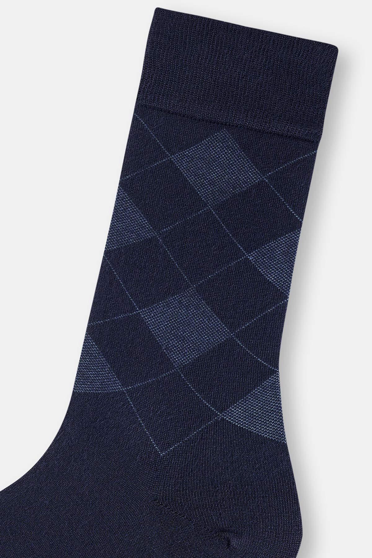 Dagi  Koyu Mavi Erkek Baklava Desen Bambu Çorap - Görsel 3