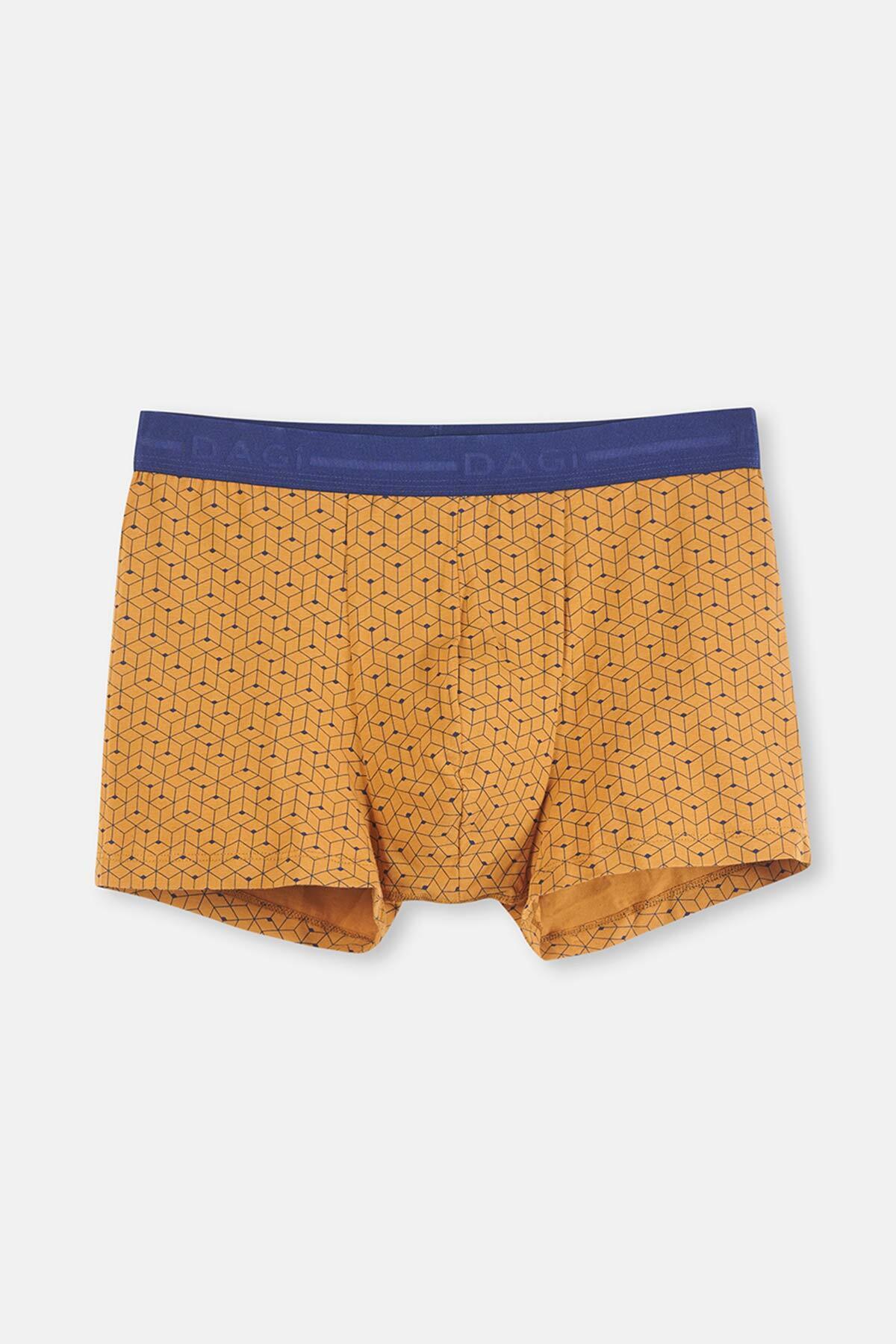 Dagi-Yellow Cotton Patterned Boxer 1