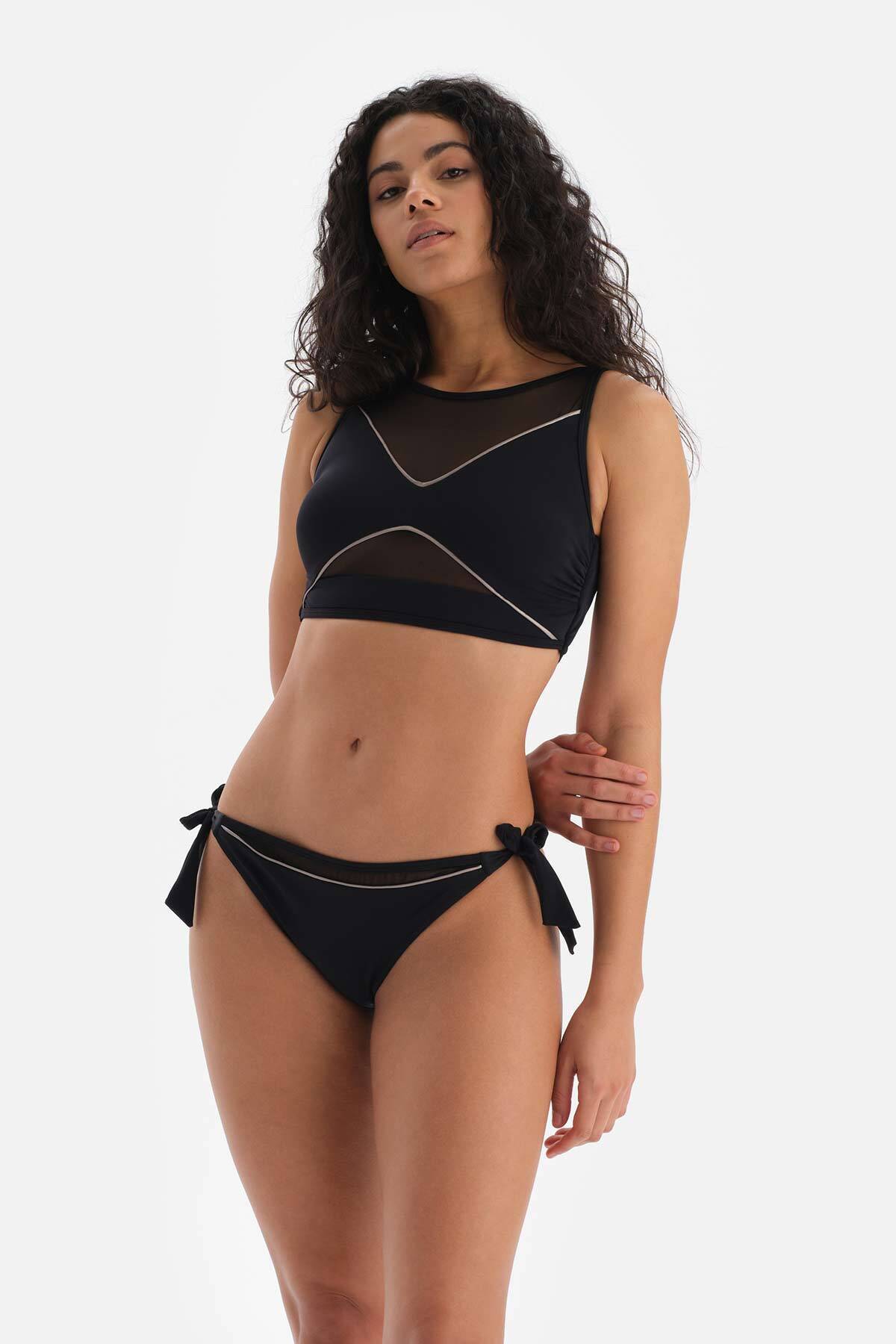 Dagi Siyah Kalın Bağcıklı Bikini Alt