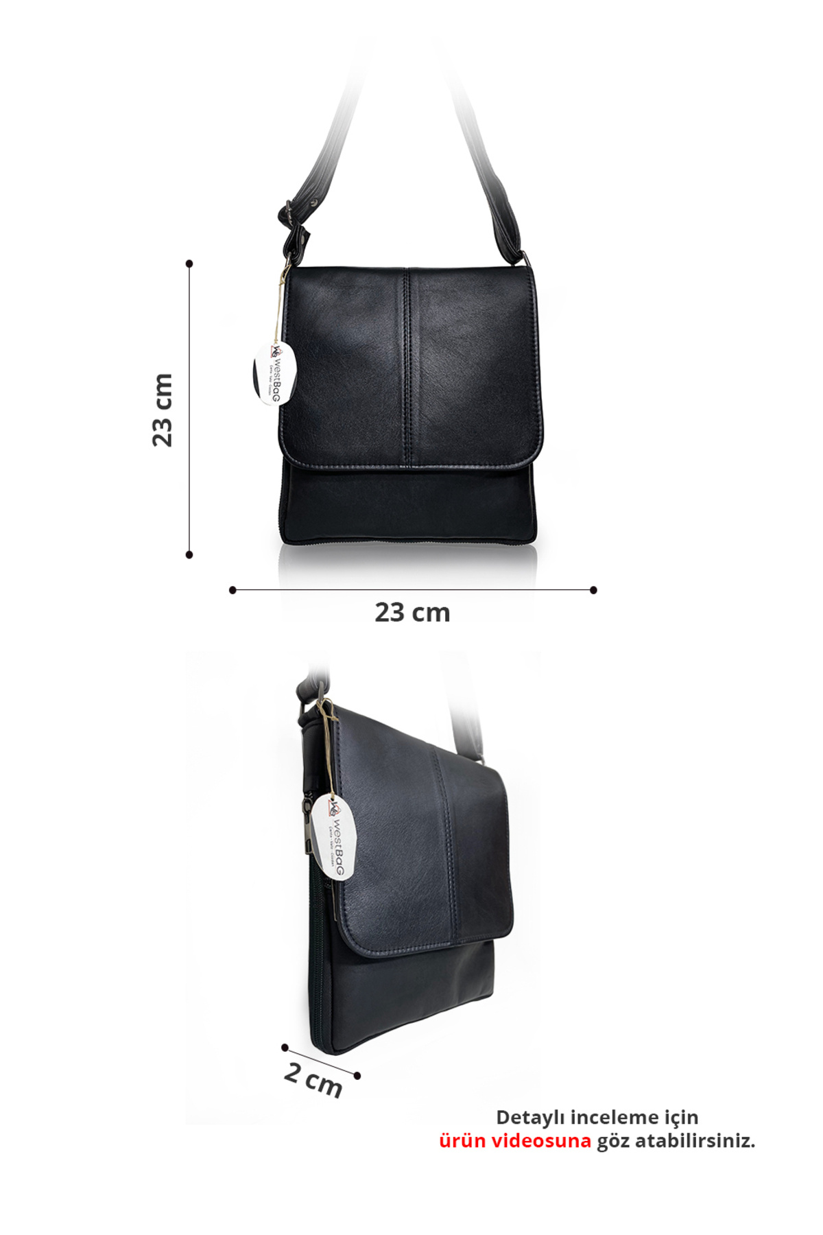 westbag  Hakiki Deri Postacı Çantası Premium Deri Çapraz Askılı Yandan Asmalı Omuz Çanta - Görsel 7