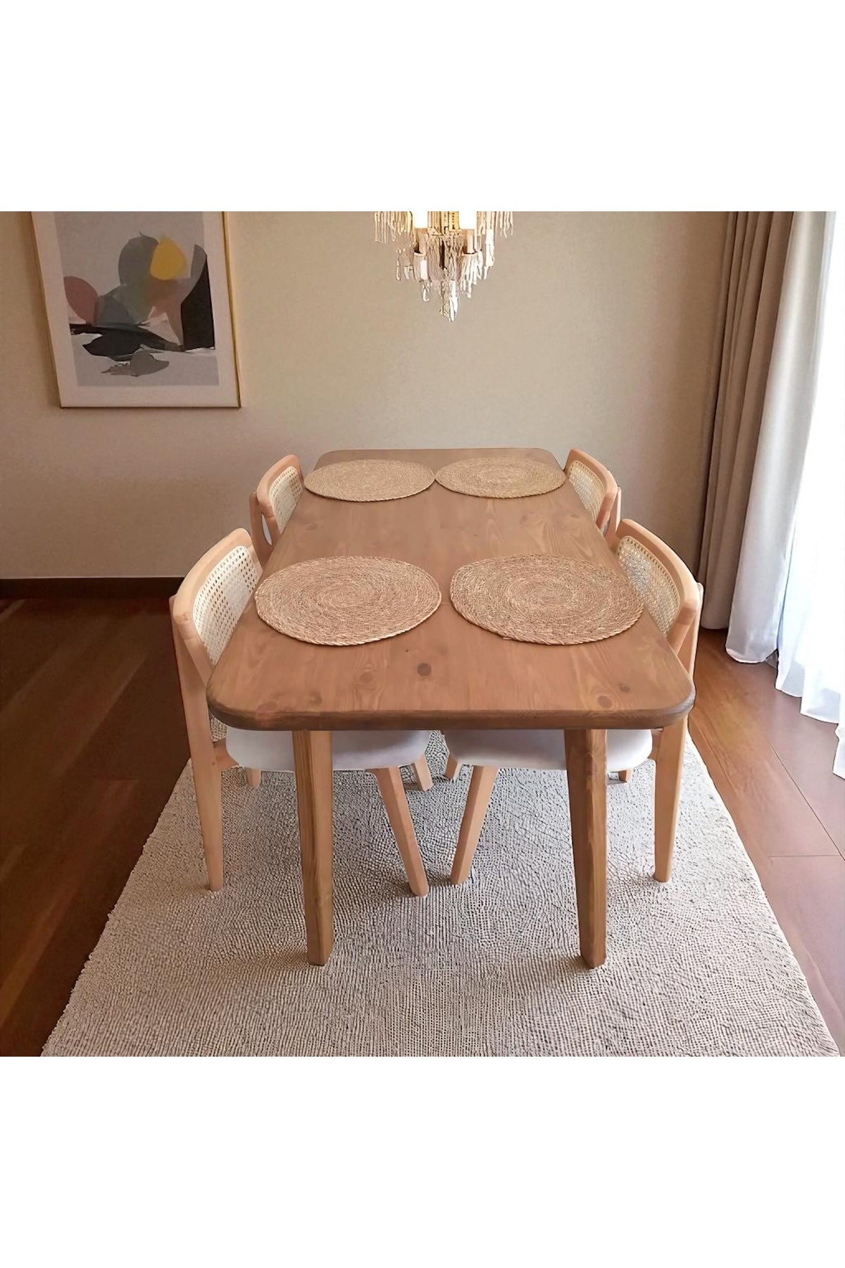 natural solid wood dining table 140x80cm