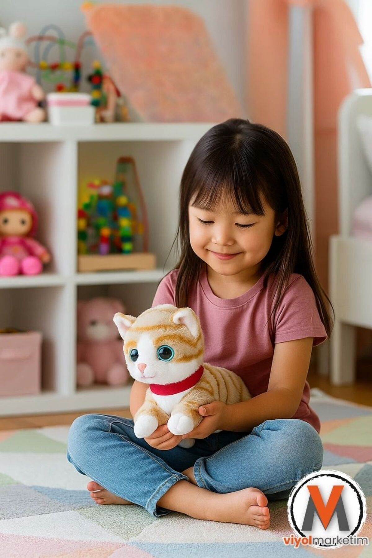 viyolmarketim Sesli Miyavlayan Peluş Kedi 35 cm – Kahverengi Yumuşak Peluş Oyuncak, Uyku ve Oyun Arkadaşı fotoğrafı 7 (önizleme)