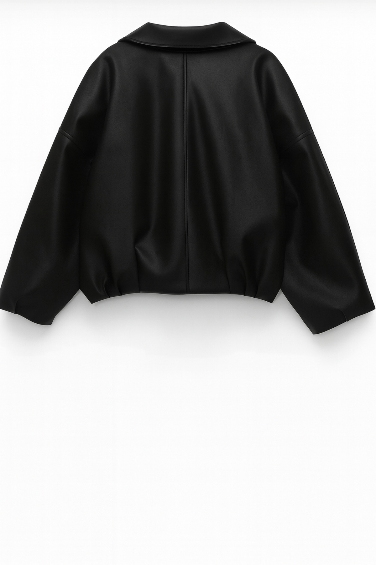 çerme Yeni Sezon P&B Suni Oversize Bomber Deri Ceket görsel 2