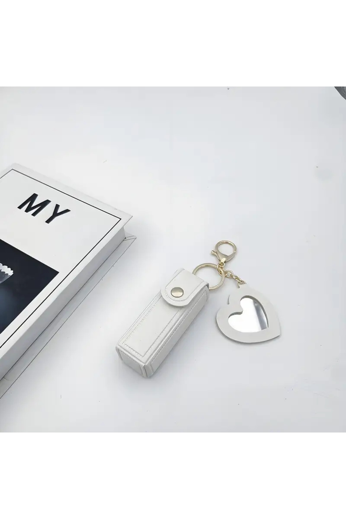 Viranes Aynalı Mini Ruj Çantası, Lipstick Kılıfı, Mini Makyaj Çantası, Kalp Figürlü Mini Ruj Kılıfı