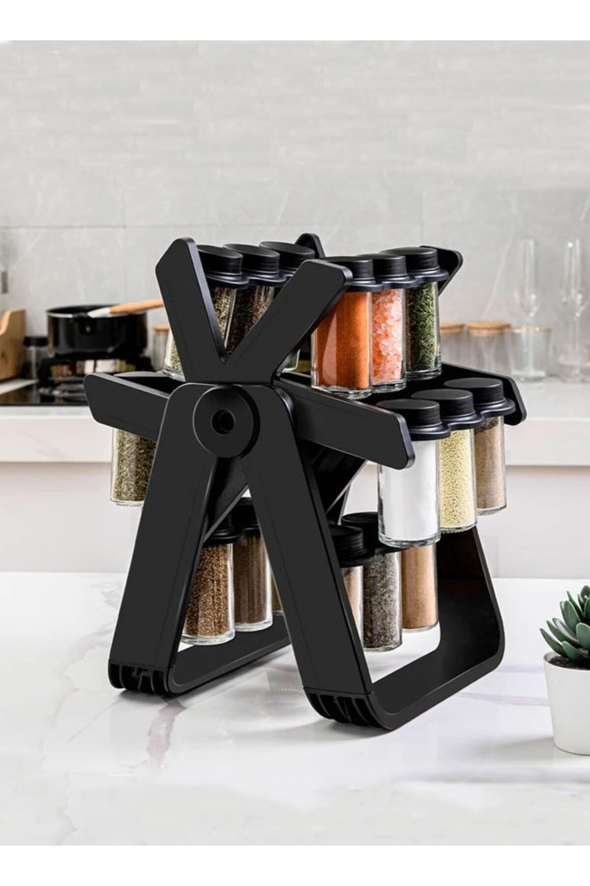 Generic-HOMESTAR Spice Jar Set with 18 Jars 360 Degree Rotation Rack 1
