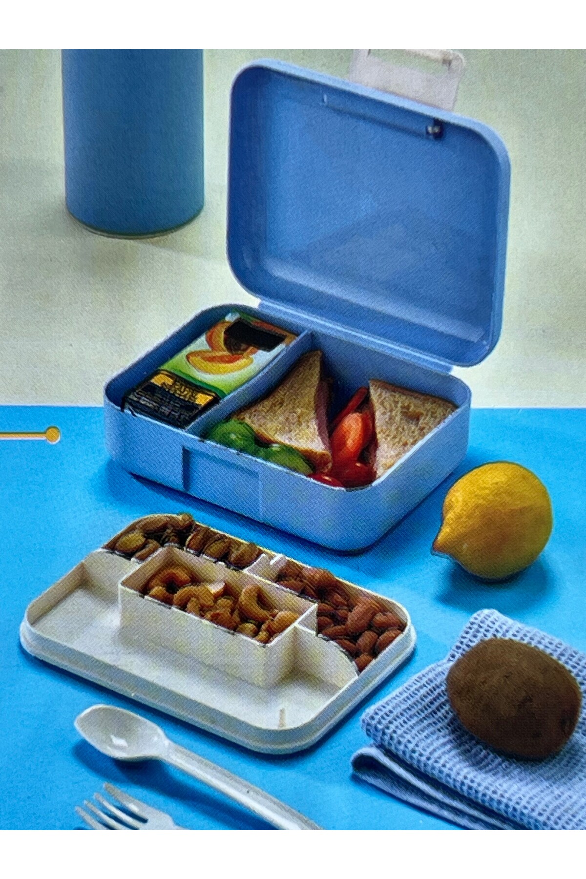 5 Compartment Portable Food Container, Lunch Box, Diet Nutrition Box, Storage Box Cutlery 1700 ml