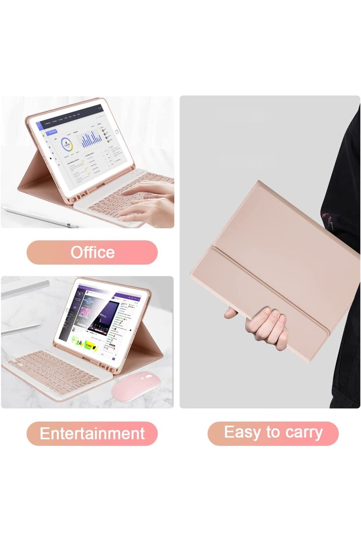 SIGLOO-Wireless Bluetooth keyboard and mouse case for Lenovo Tab M8 TB-8505X tablet, Sigloo, Gold 2