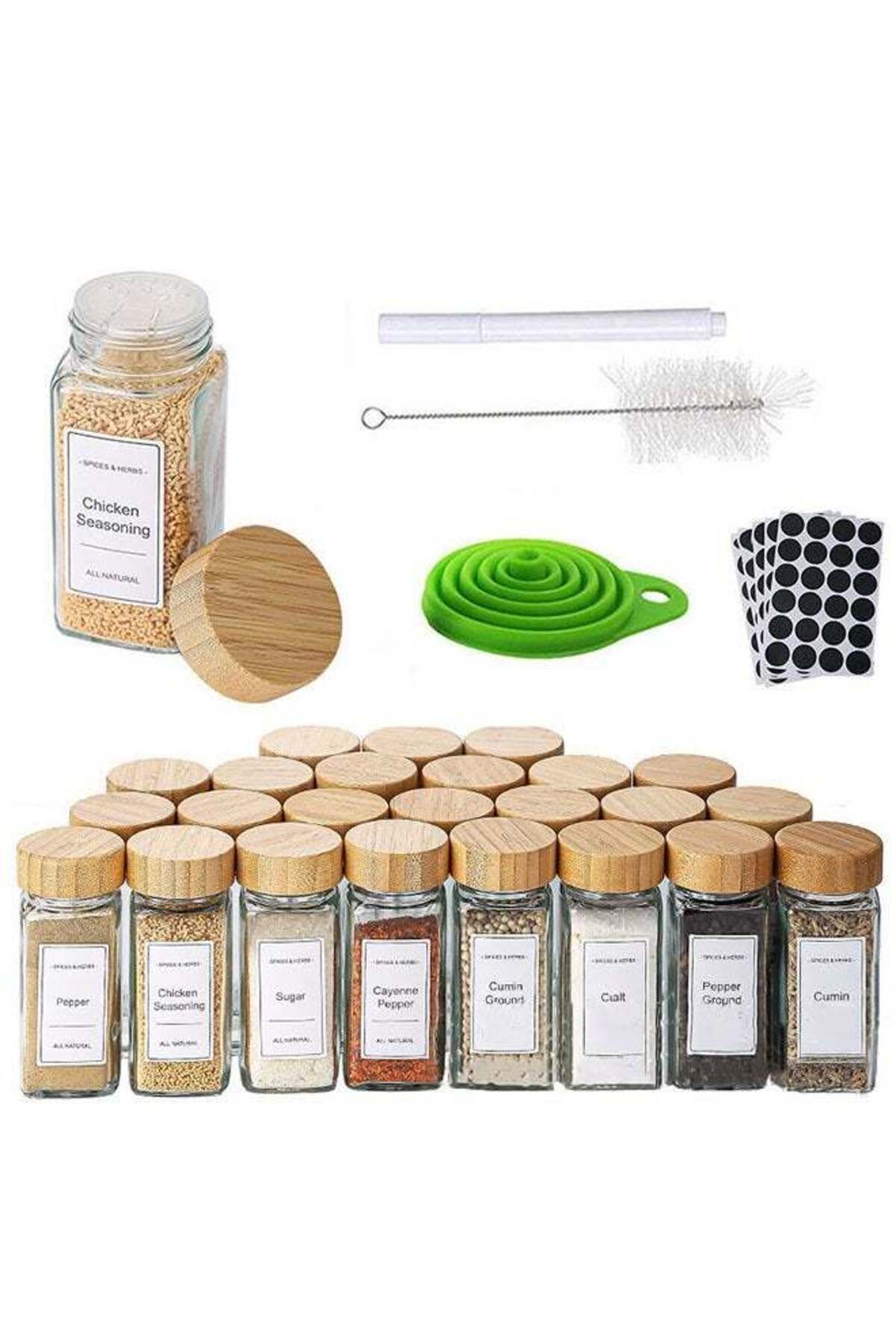 Generic-HOOPZOZA 24 PCS Glass Jars with Lids 120ml Airtight Spice Jars Set with Extra Labels Funnel and Bru 1