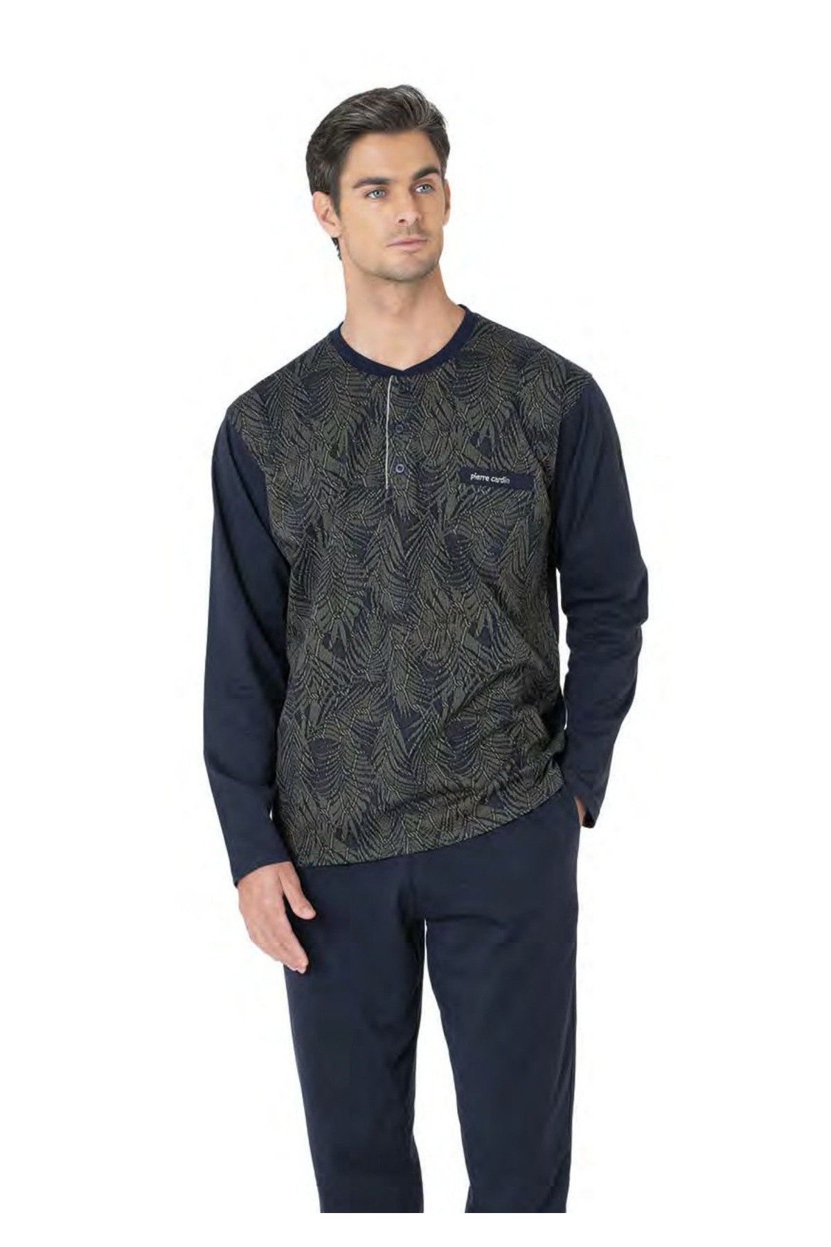 ست پیژامه مردانه راسته فاق نرمال آستین کوتاه | پیر کاردین Pierre Cardin VR.PC.e61.k11 Y01 - تصویر 2