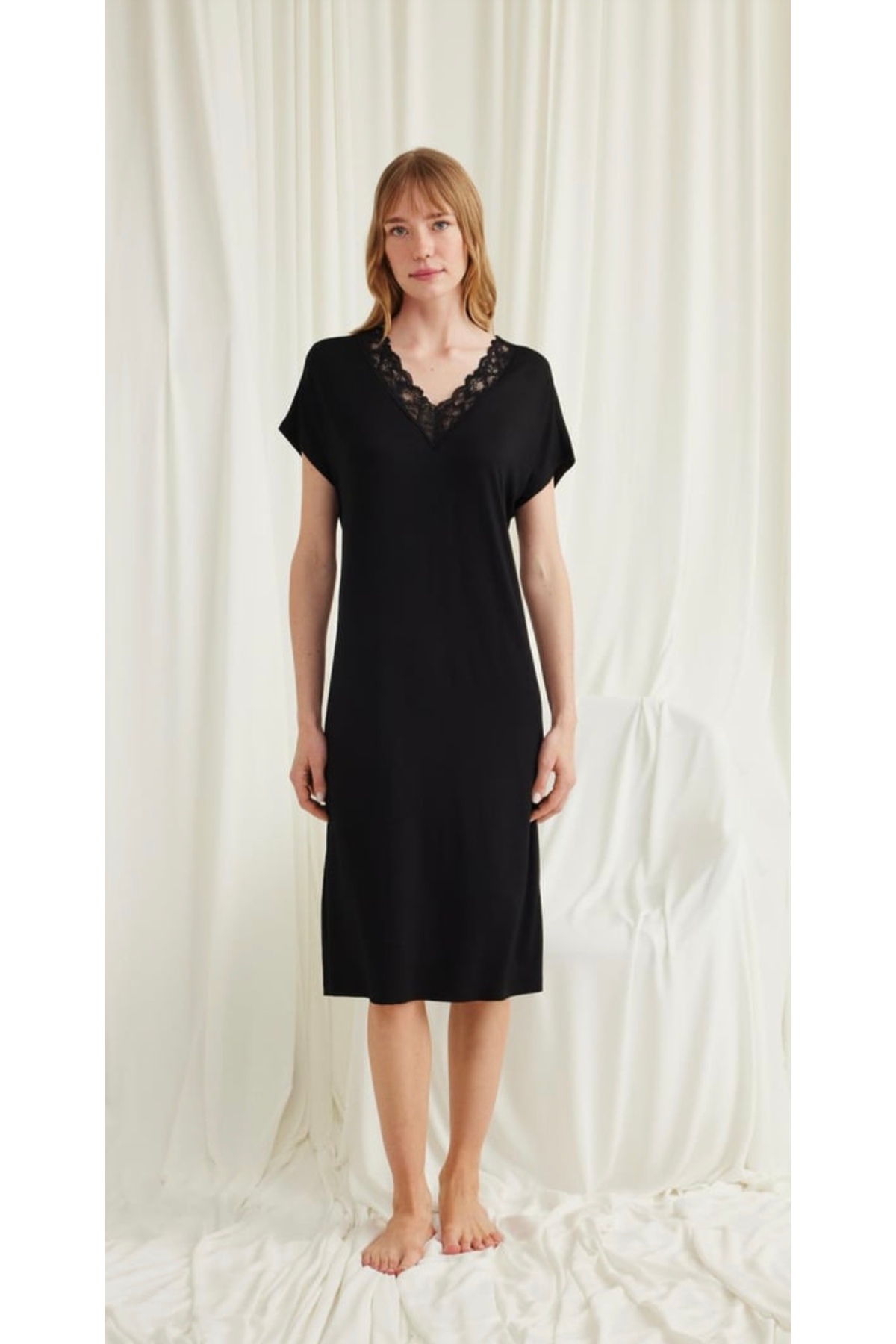 NightLove Monamise Dantelli Kısa Kollu Gecelik 18580