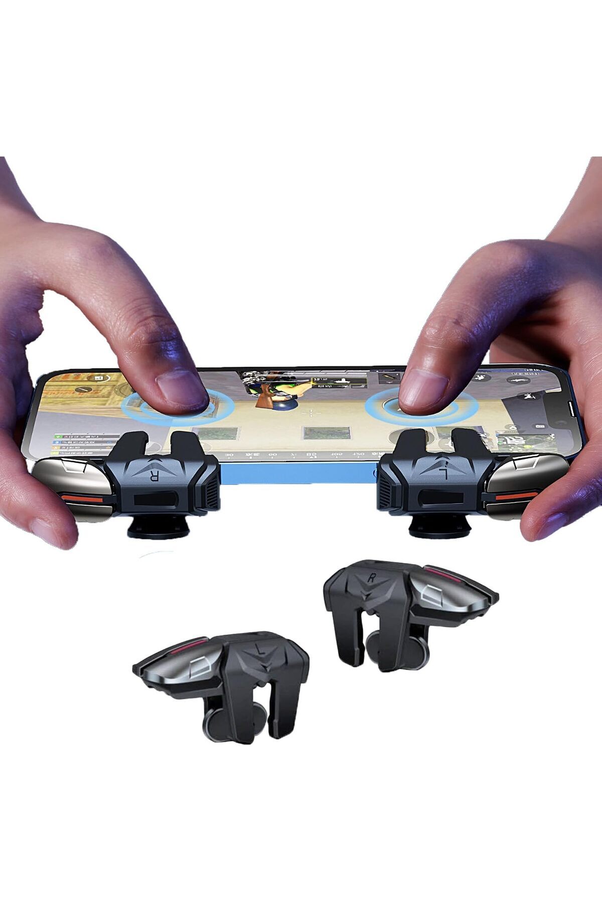 erorex-وحدة تحكم الألعاب بأربعة أزرار، وحدة تحكم Pubg Mobile، تدعم 6 أصابع، تدعم نظام التشغيل iOS وAndroid، معظم الهواتف 1