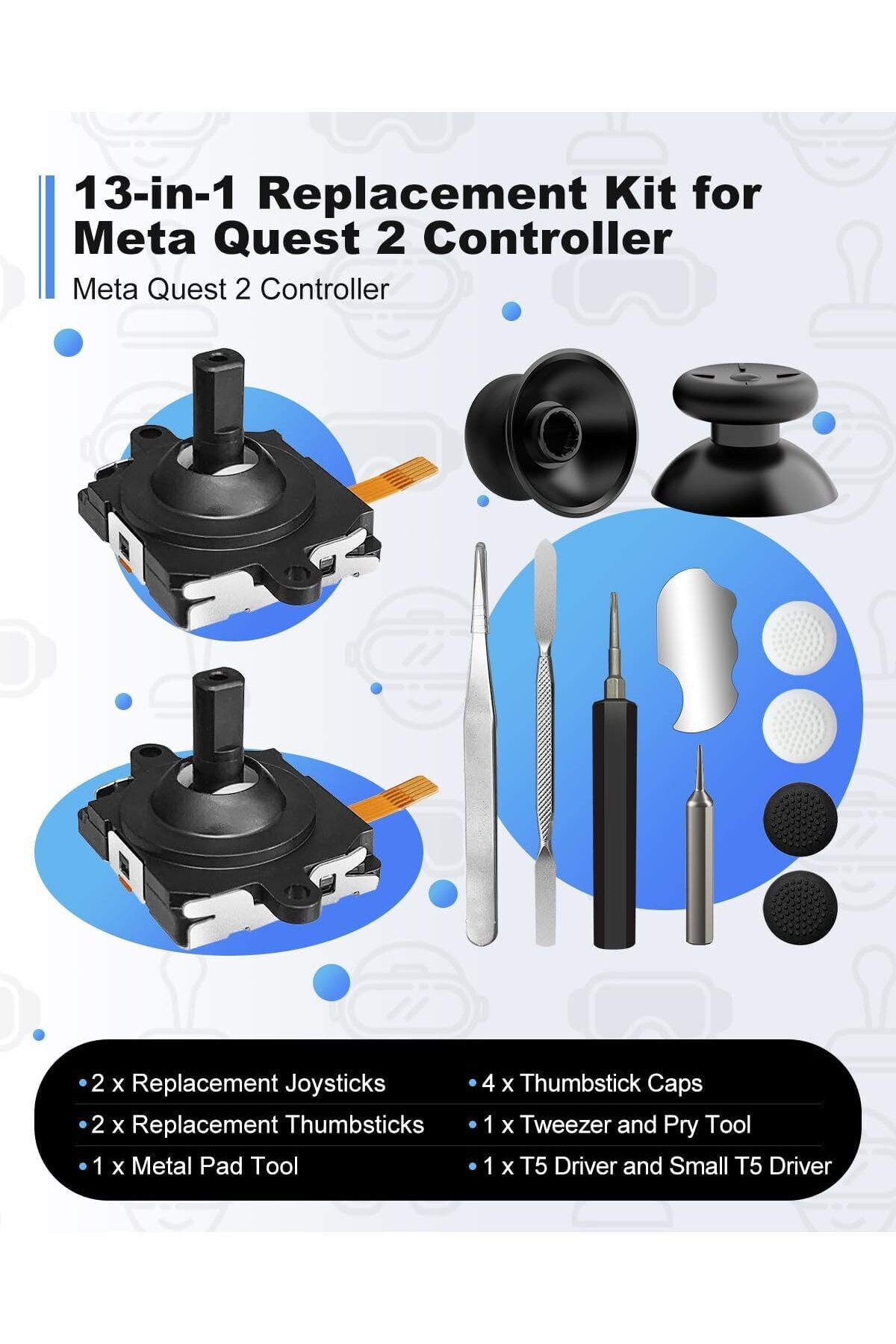 erorex-طقم استبدال عصا التحكم ملحقات وحدة تحكم Oculus Quest 2 وحدة تحكم Oculus Quest 2 Meta Quest 7