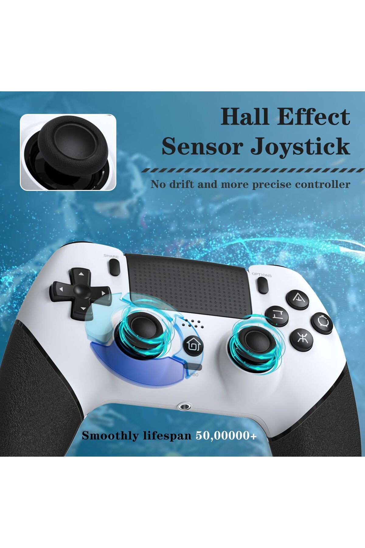 erorex-وحدة تحكم لاسلكية لجهاز PS4 Pro Slim مزودة بعصا تحكم مدمجة ومكبرات صوت دقيقة وعصا تحكم Turbo Advanced 4