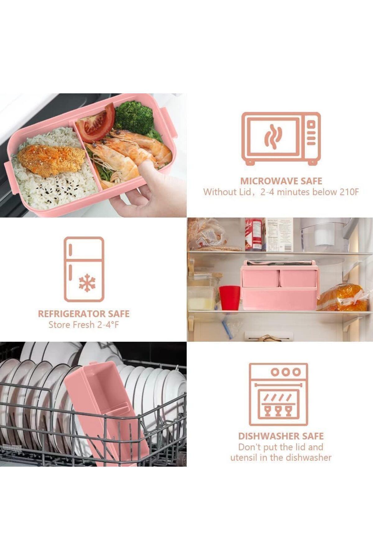erorex-Bento Box, Double Stackable Bento Lunch Box,Leak Proof Ecofriendly Insulated Lunch Box Spoon Fork, 4