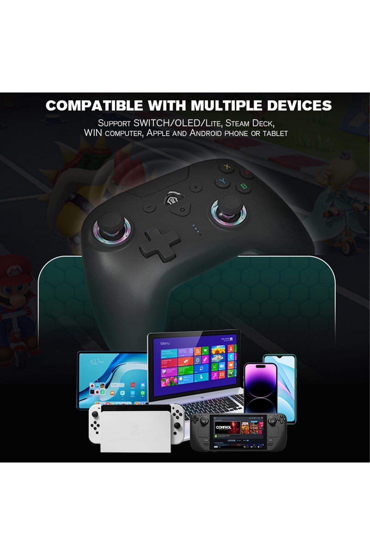 erorex-وحدات تحكم التبديل اللاسلكية المتوافقة مع وحدات تحكم Switch Pro Switch/Switch Lite/Oled/Pc One Key 3