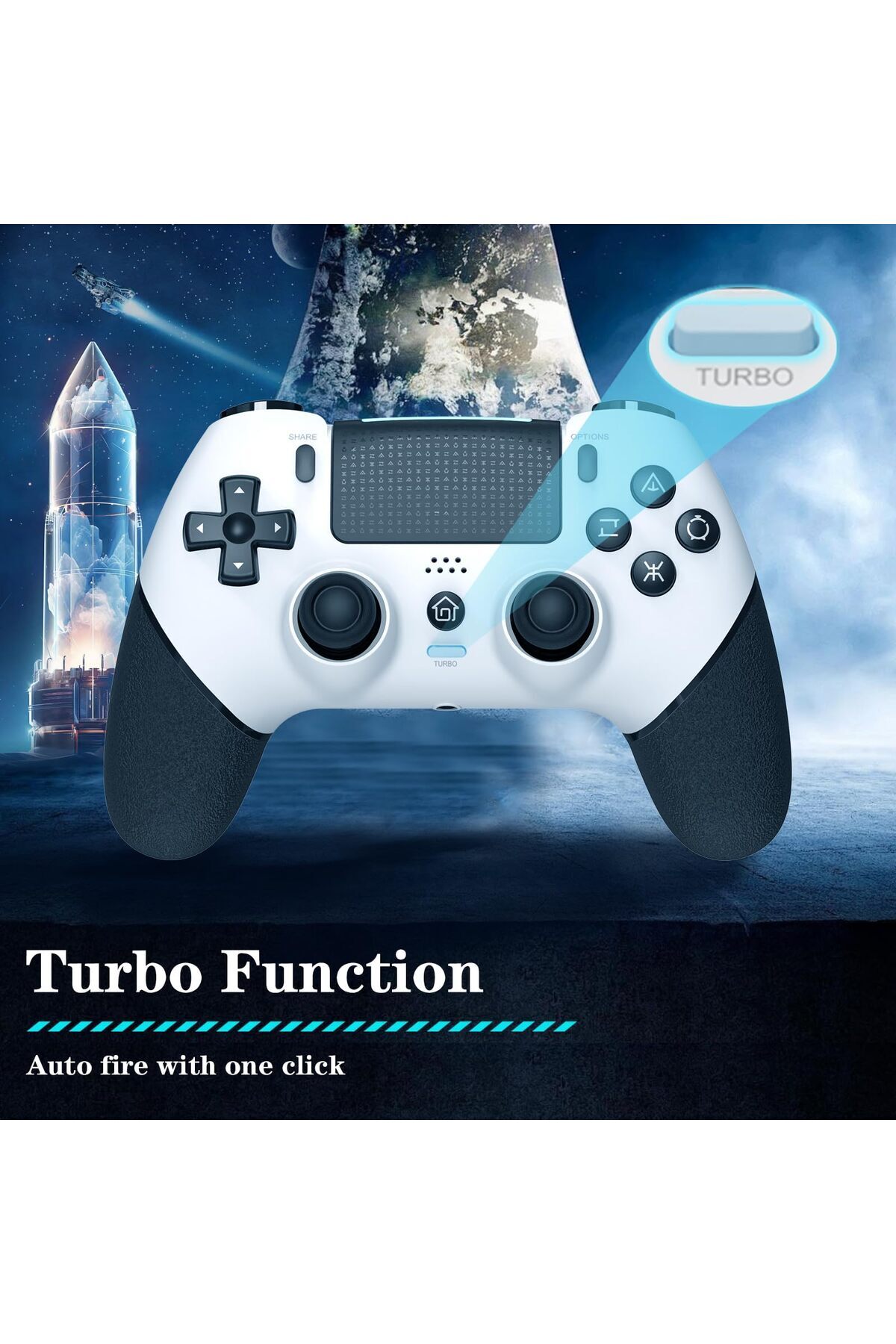 erorex-وحدة تحكم لاسلكية لجهاز PS4 Pro Slim مزودة بعصا تحكم مدمجة ومكبرات صوت دقيقة وعصا تحكم Turbo Advanced 7