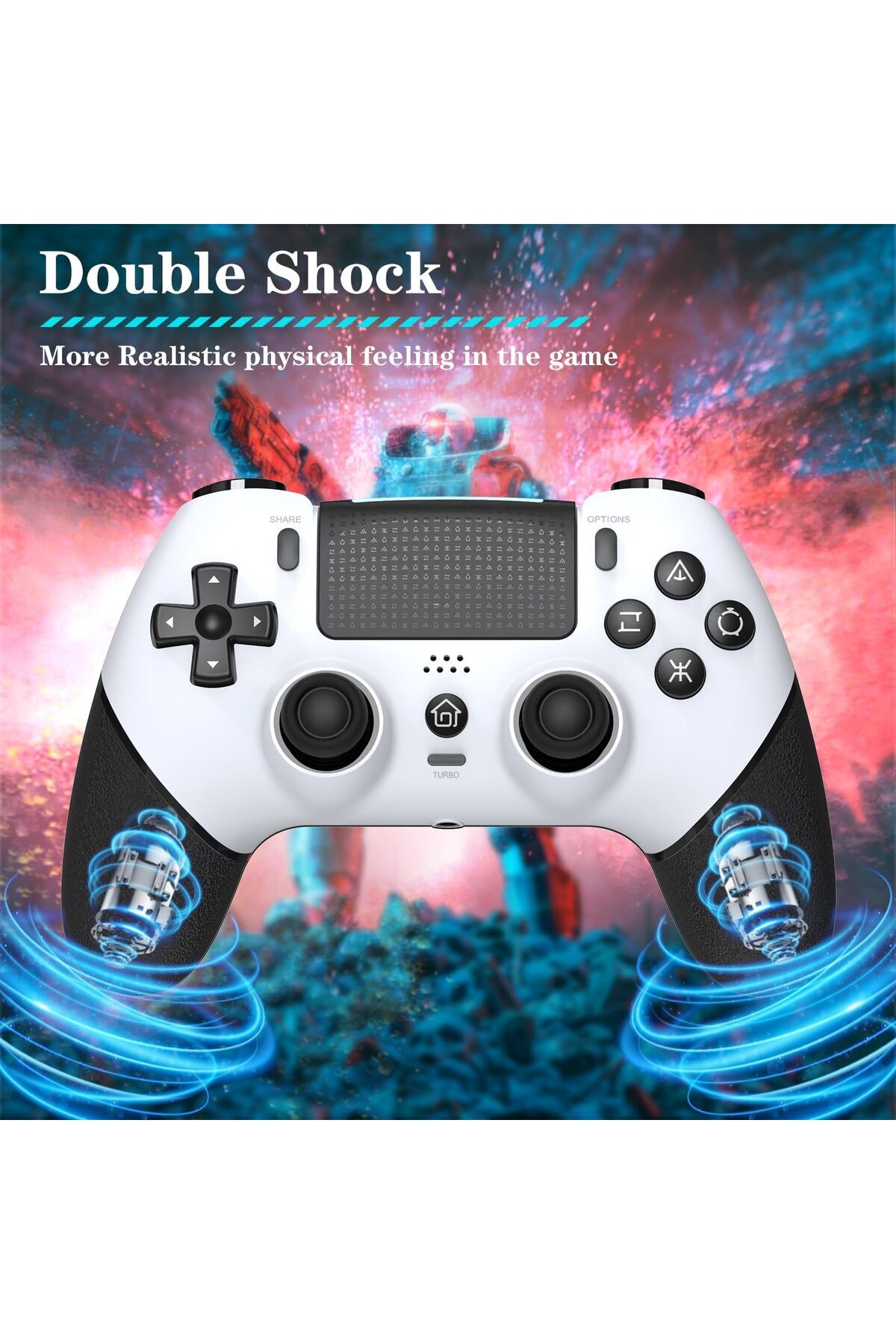 erorex-وحدة تحكم لاسلكية لجهاز PS4 Pro Slim مزودة بعصا تحكم مدمجة ومكبرات صوت دقيقة وعصا تحكم Turbo Advanced 5