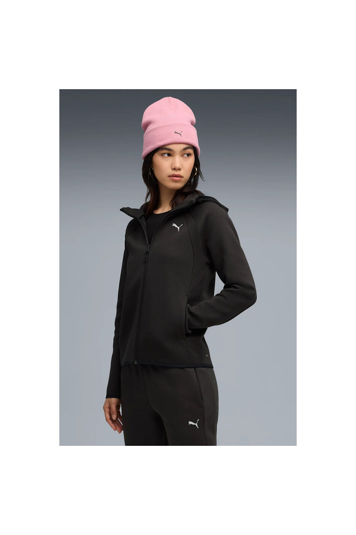 Puma EVOSTRIPE Full-Zip Hoodie Kadın Siyah Sweatshirt 68814101