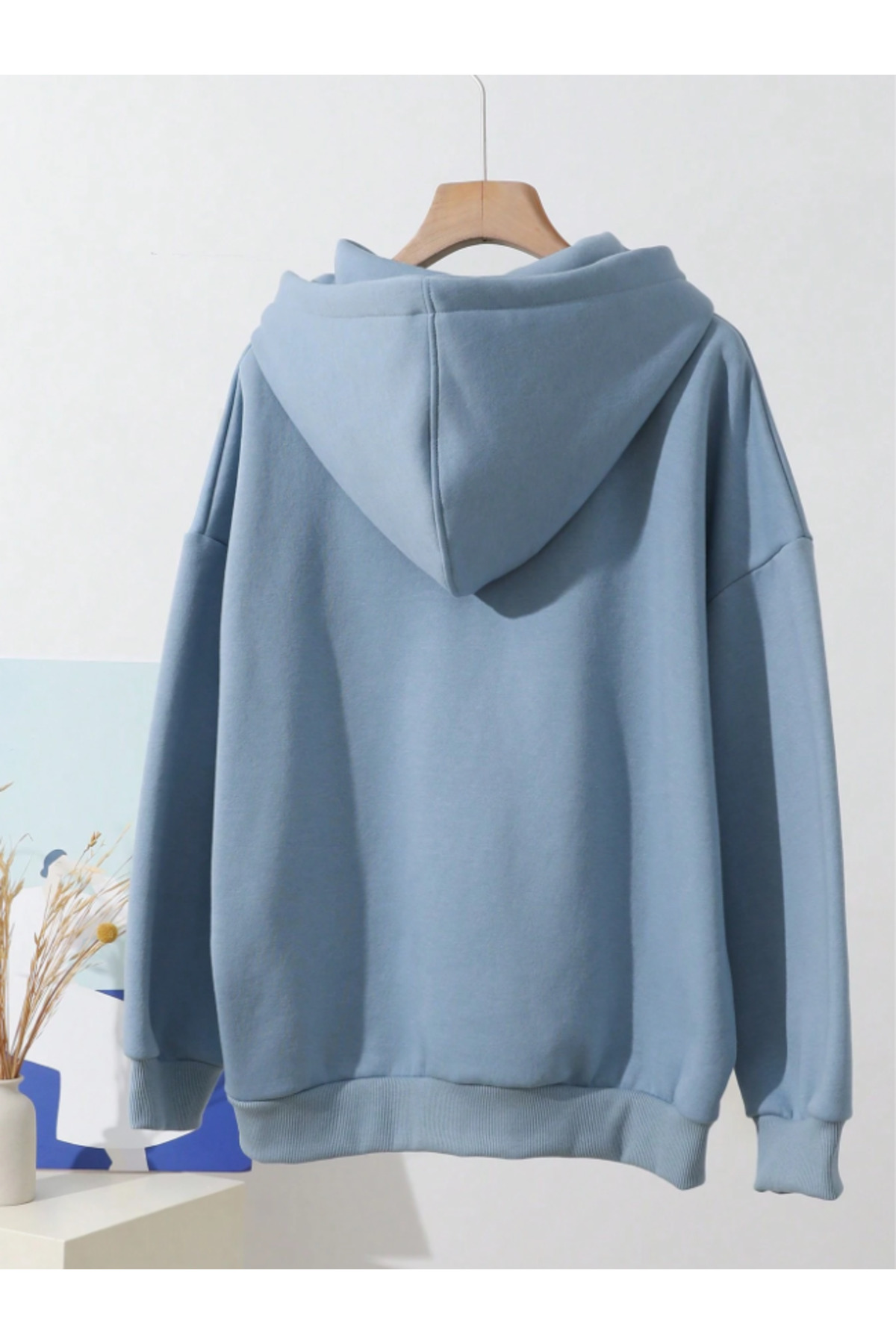 Revasser Unisex Erkek/Kadın SANDIEGO Renkli Özel Baskılı Pamuklu Oversize Kapüşonlu Sweatshirt görsel 4