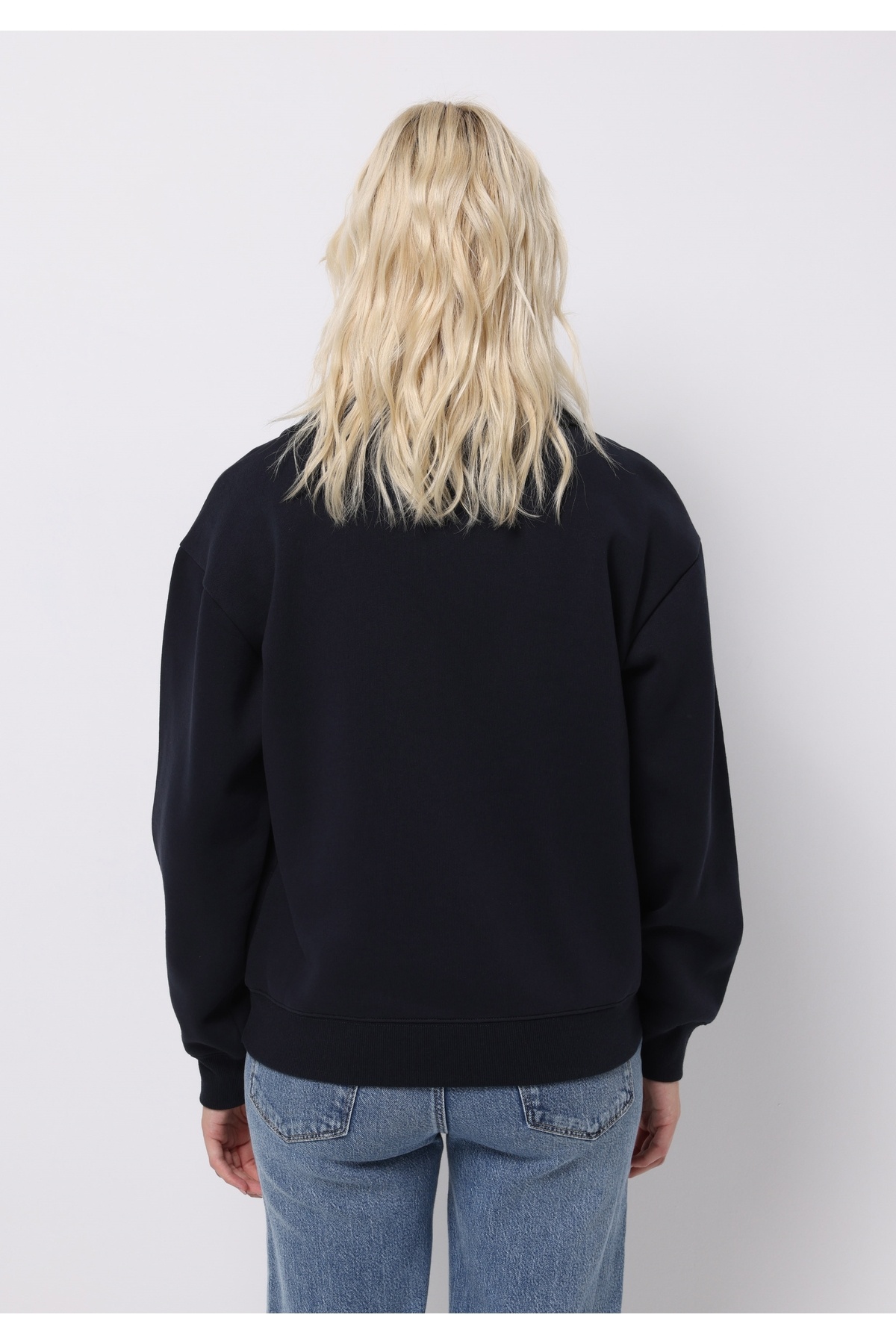 Colin's Regular Fit Fermuarlı Nakışlı Kadın Lacivert Sweatshirt görsel 2