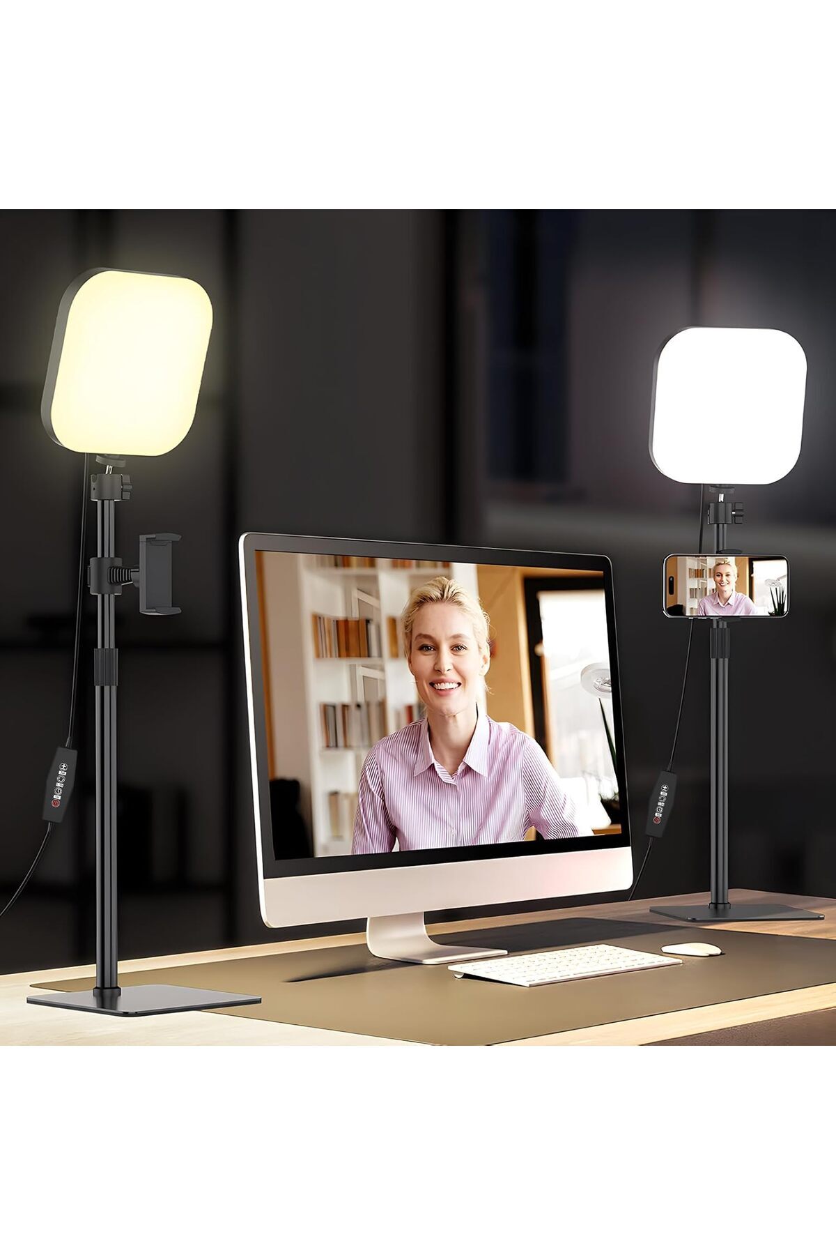 Generic-Mojimdo 360 LED Video Light with 3 Color & 5 Brightness & Timer 1