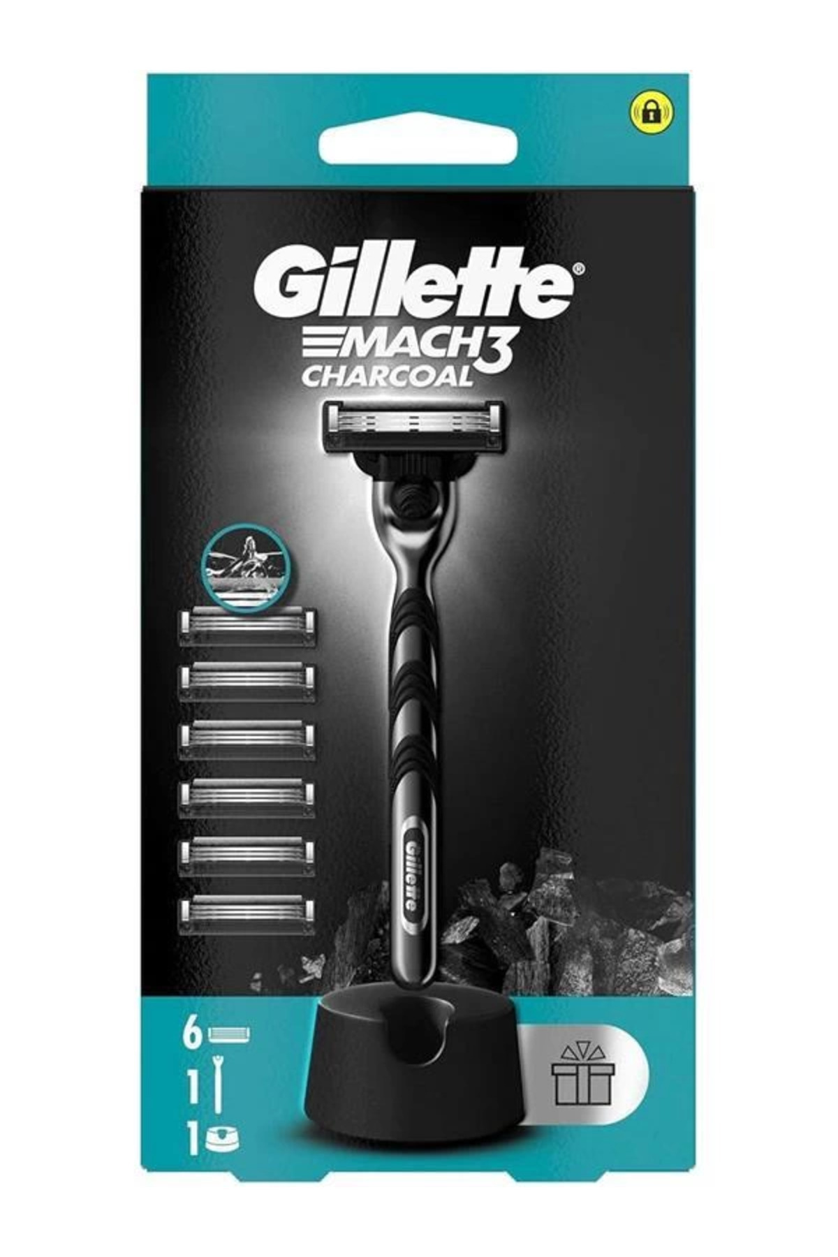 markentegra Mach3 Charcoal Tıraş Makinesi + 5 Adet Yedek Tıraş Bıçağı + Premium Stand Hediyeli Peket