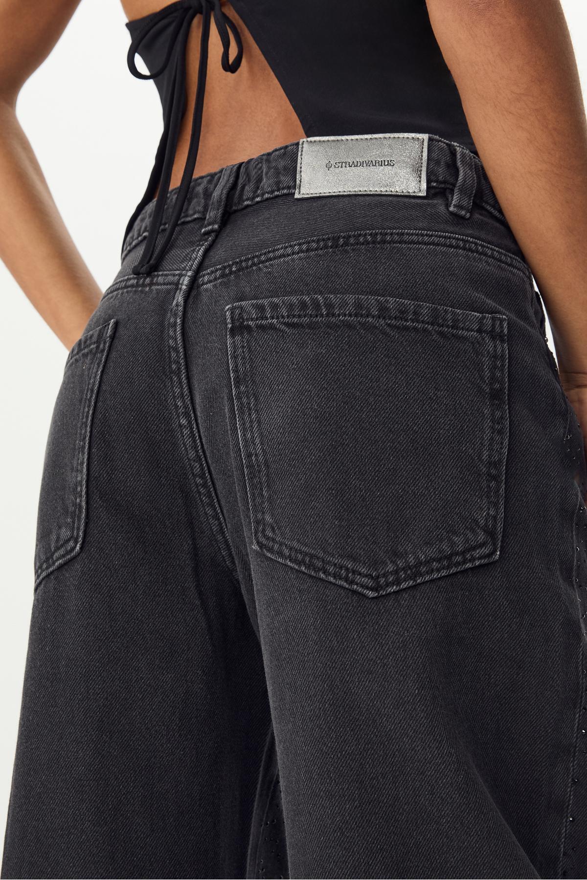 Stradivarius  Işıltılı Straight Fit Jeans - Görsel 4