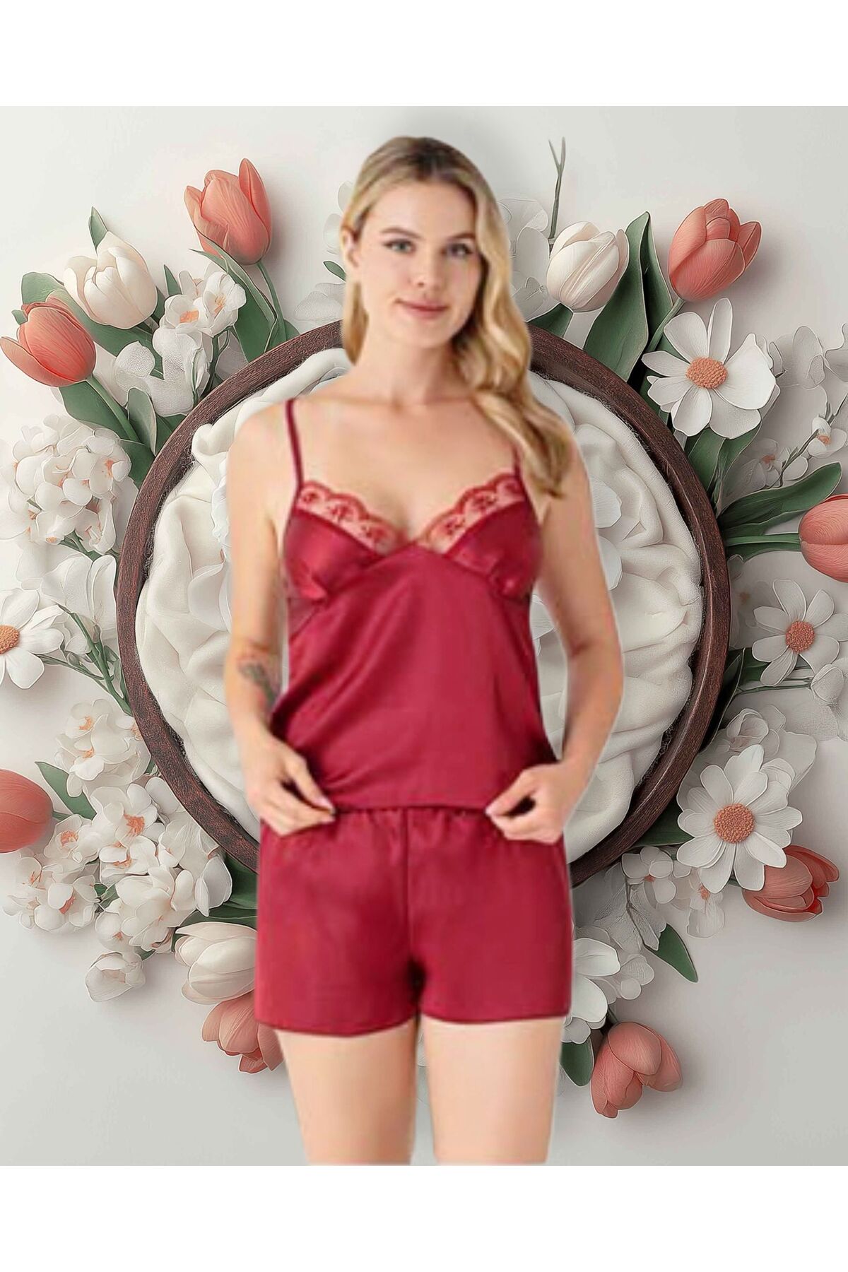 Lüx Wood LILY BLANCA 3004 KADIN FANTAZI GECELIK VE SABAHLIK SET TAKIMI