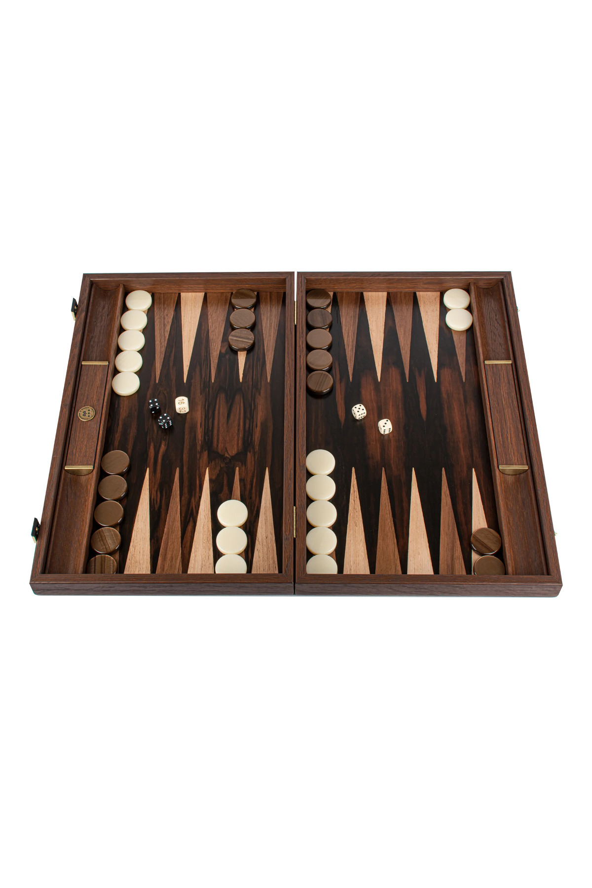 Manopoulos-Super Premium backgammon game made of handmade Macassar ebony with walnut and oak points 1