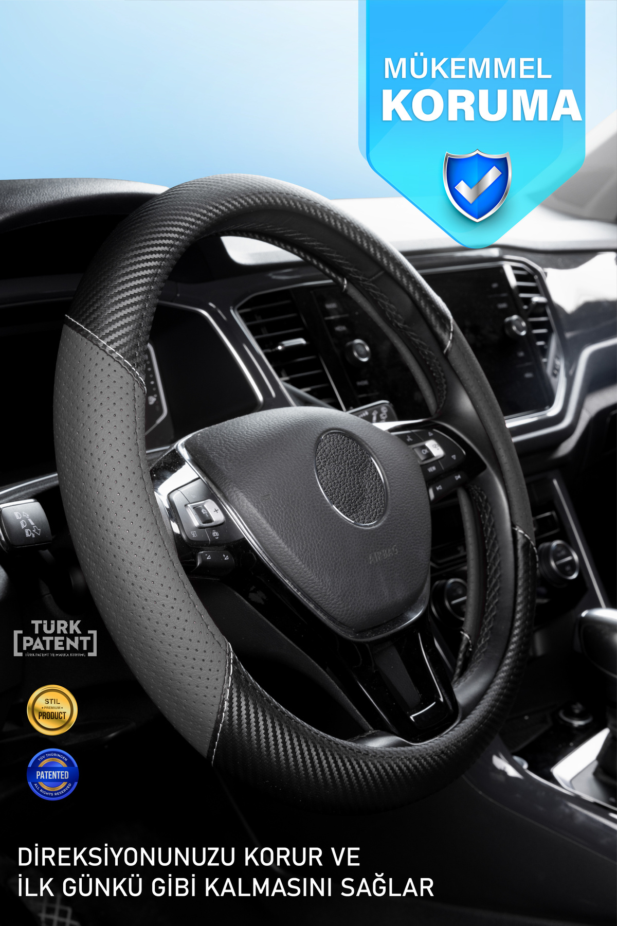stiloto Oto Geçmeli Direksiyon Kılıfı - Kolay ve Hızlı Montaj,Kaymaz İç Yüzey,Deforme Önleyici - DRK101A