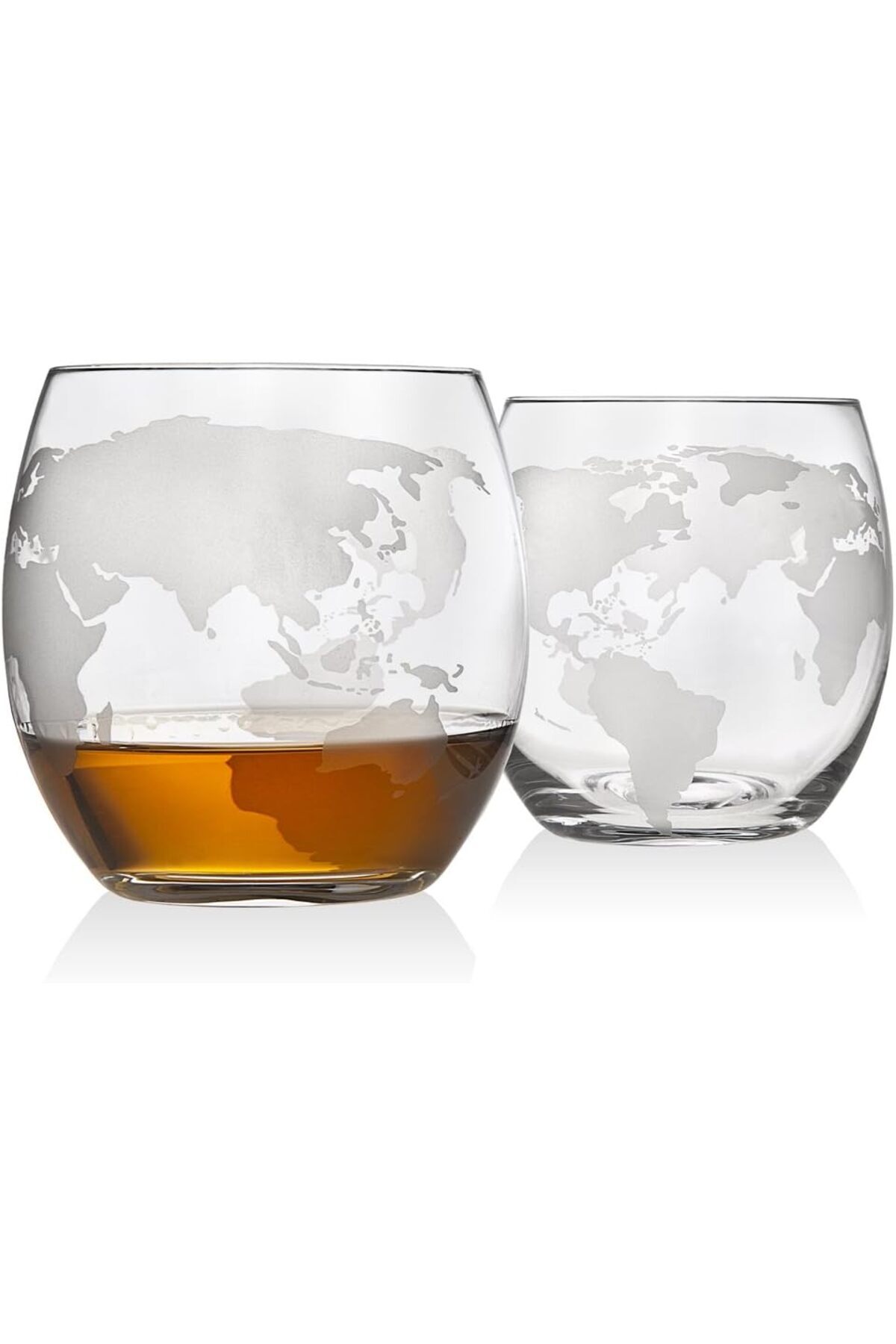 Elindor-Elegant Whiskey Globe Decanter Set with Engraved Glasses for Scotch, Volume 850 ml, Transparent 4