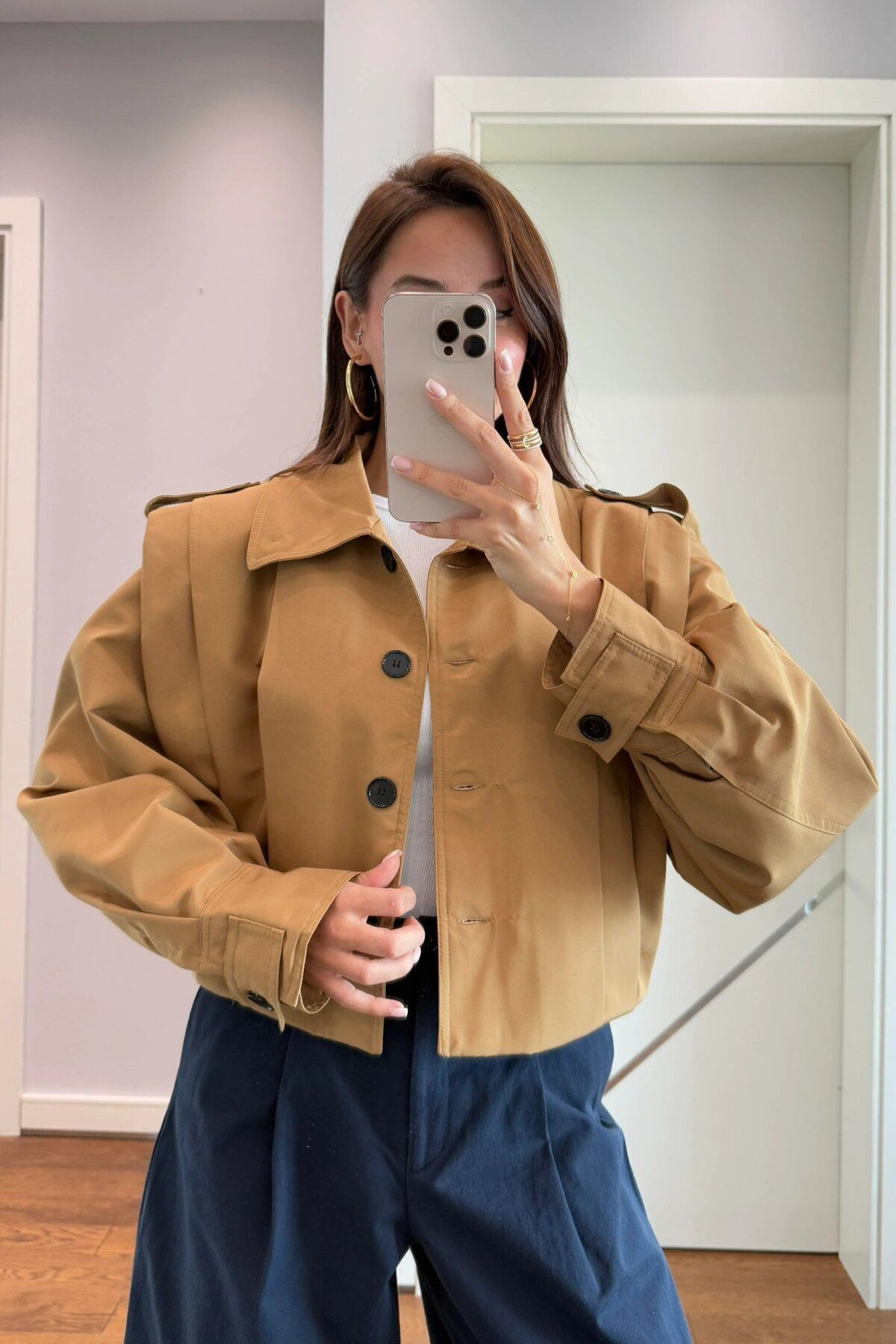 My Blog-Camel High Collar Button Trench Coat - 2025 1