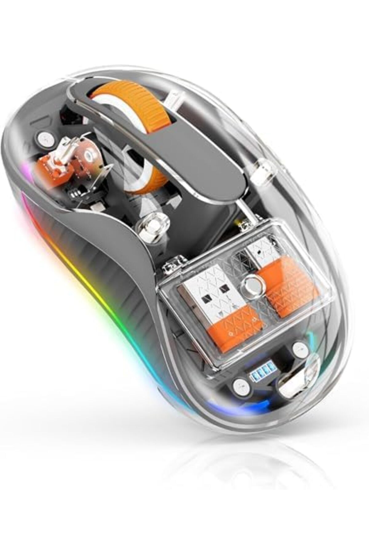 Generic-Ctoby Bluetooth Wireless Mouse, Transparent RGB Tri-Modes Mouse, Bluetooth & 2.4GHz for Multi Device 2