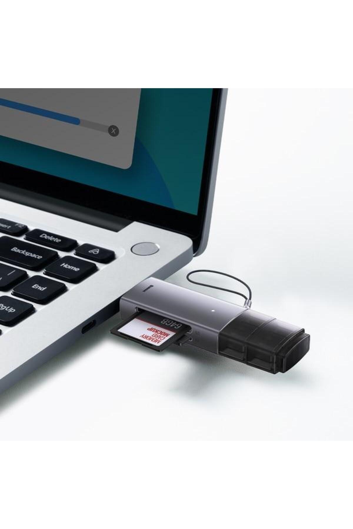 Baseus-Adaptor for MicroSD/SD Memory Card Reader by Baseus, 2 TB, USB 3.0/USB-C, Black/Grey 3