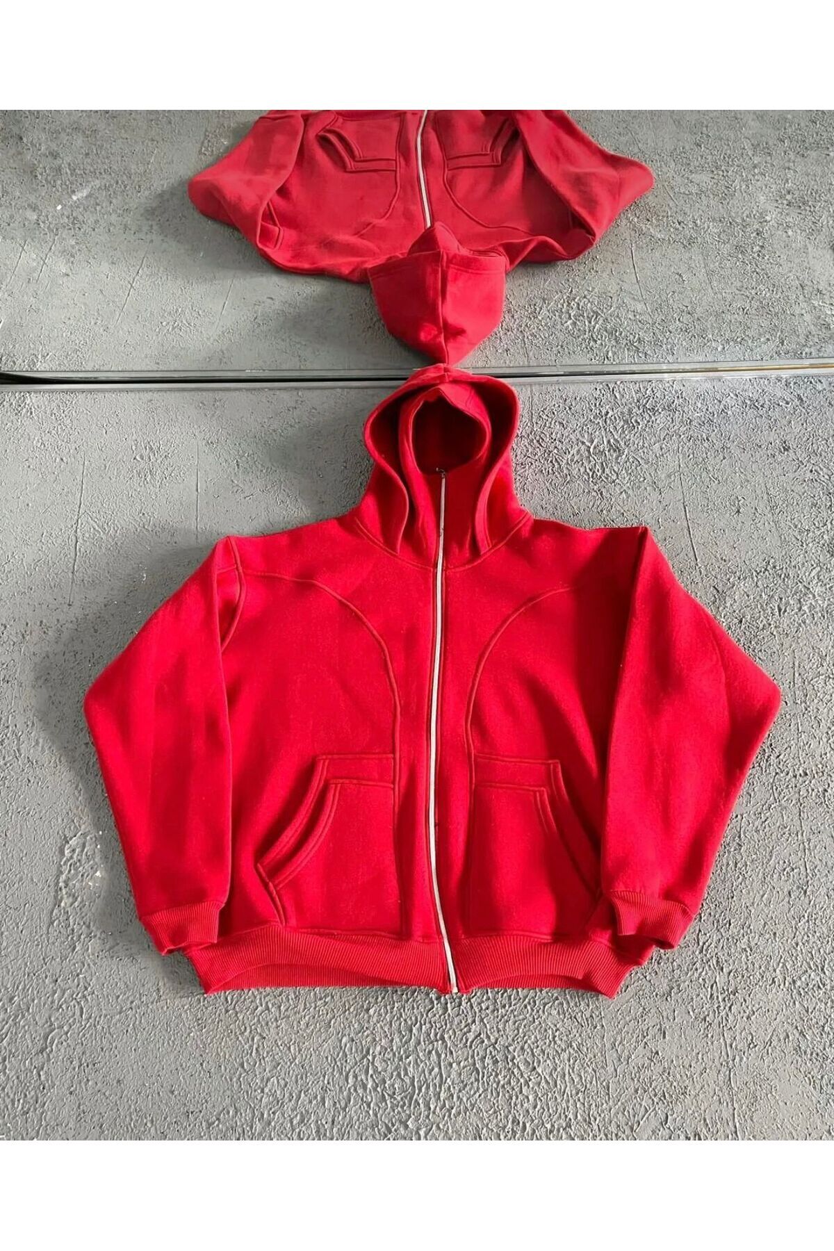 legends butik Unisex Kar Maskeli Oversize Full Fermuarlı Hırka