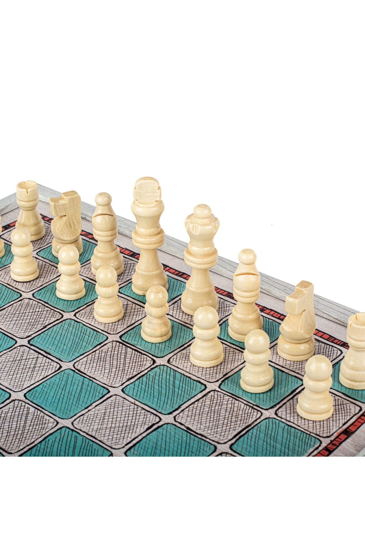 Manopoulos-Combined game 4 in 1, colorful hand drawing - Chess / Backgammon / Ludo / Snake 6