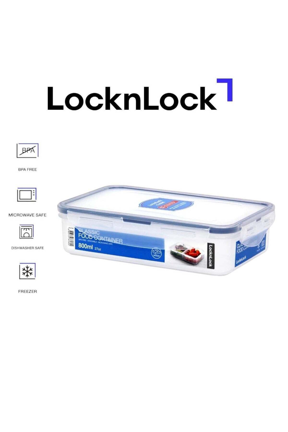 Generic-LOCK & LOCK LocknLock 800ml Rectangular Airtight Food Storage with Divider - BPA-Free, Microwave, 1